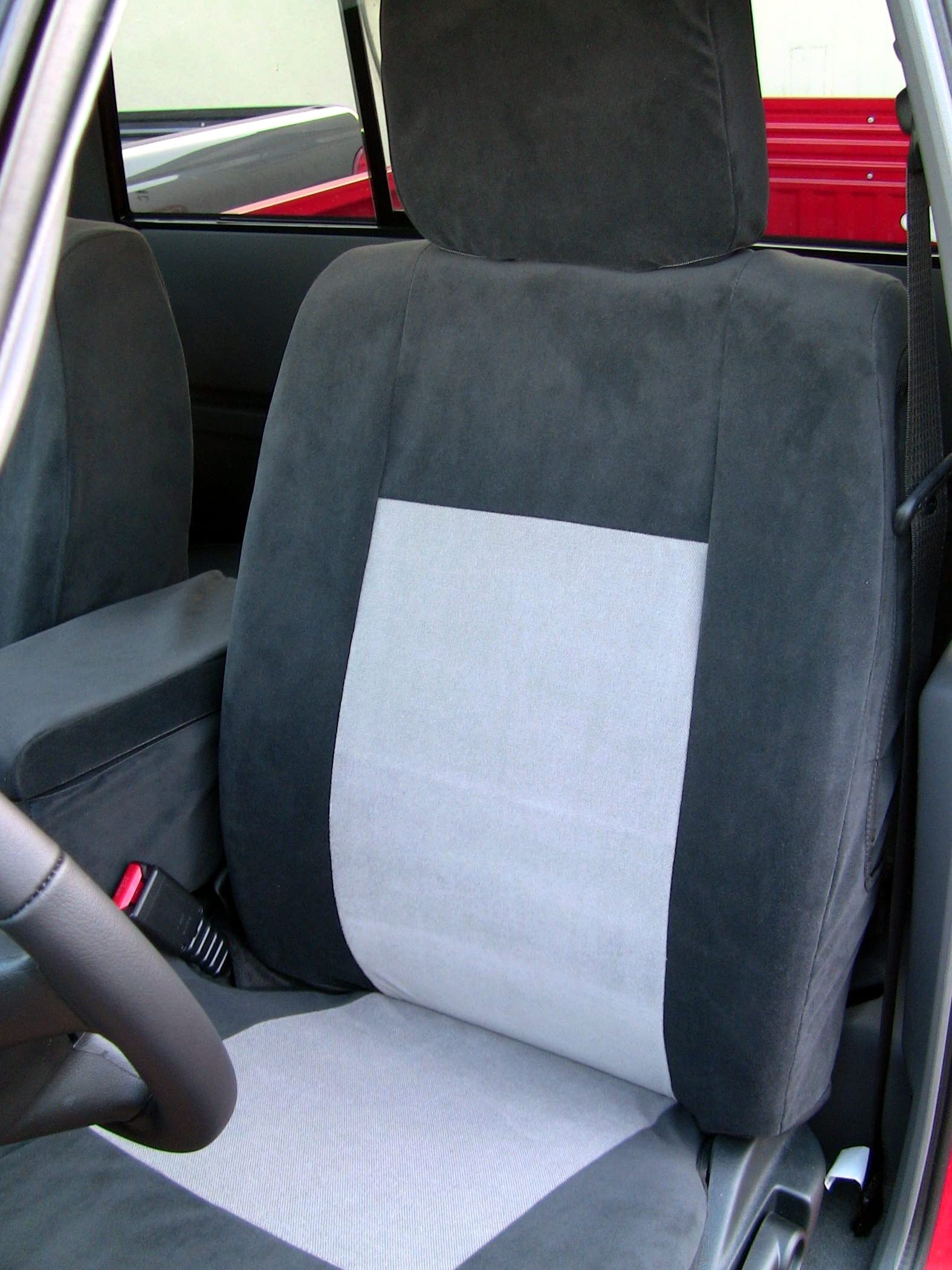 **Durafit Custom Seat Covers for 2010-2012 Ford Ranger Pickup - 60/40 Bench Split Black Leatherette with Gray Velour Inserts - Perfect Fit & Protection for Daily Commute & Off-Road Adventures**