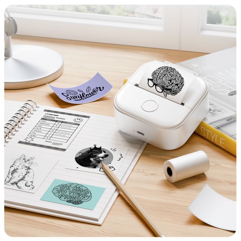 Phomemo T02 Portable Inkless Mini Sticker Printer for DIY Crafts, Journaling & Scrapbooking - Wireless Bluetooth Thermal Label Maker for Home, Office & School Use