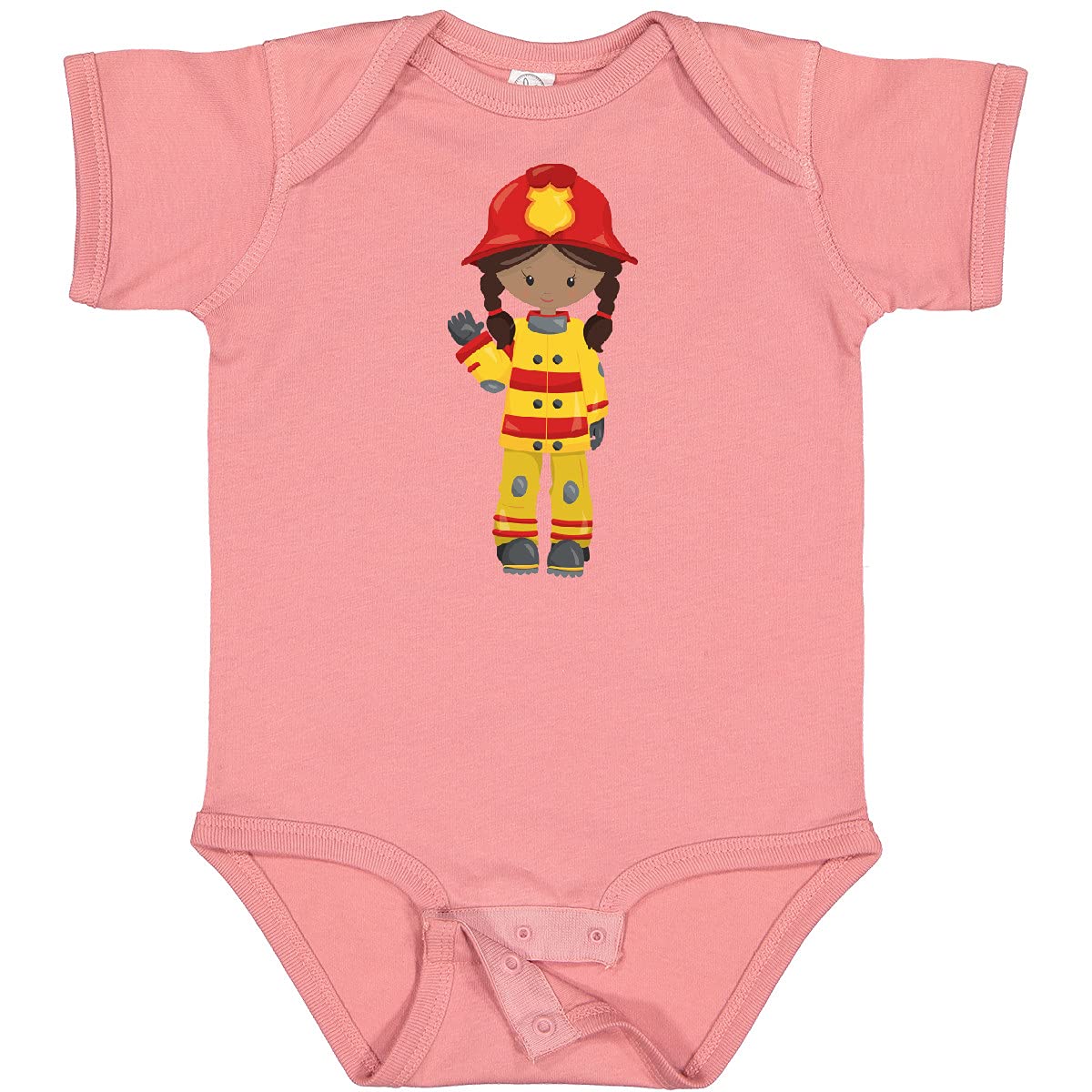 Inktastic African American Girl Firefighter Baby Bodysuit - Cute Fireman Outfit for Toddlers & Infants - Perfect for Fire Station Visits, Career Day & Playtime