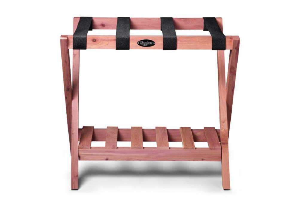 Wooden Luggage Rack with Shoe Shelf - Sturdy Guest Room & Bedroom Organizer - Handcrafted in USA - Perfect for Spare Rooms, Airbnb Rentals & Closet Storage