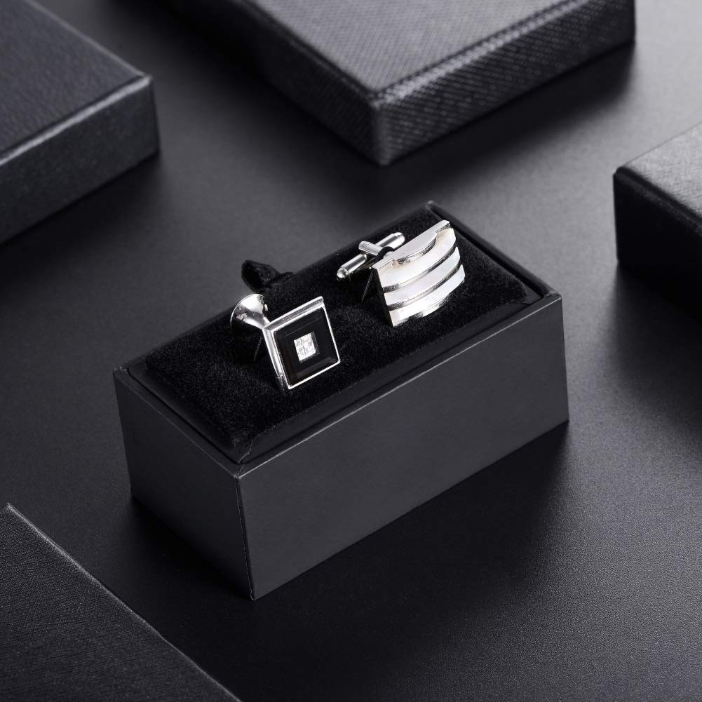 HooAMI Premium Black Cufflink & Tie Clip Gift Box Set - Elegant Jewelry Storage for Men - Perfect for Weddings, Promotions & Formal Events