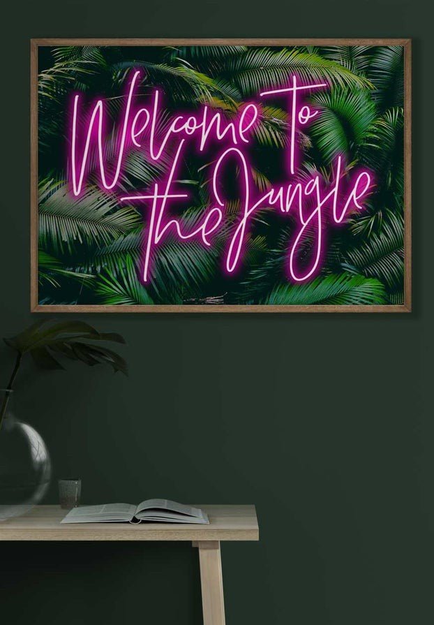 Welcome To The Jungle Tropical Neon Print T-Shirt - Vibrant Graphic Tee for Men & Women - Perfect for Summer Parties, Music Festivals and Tropical Vacations