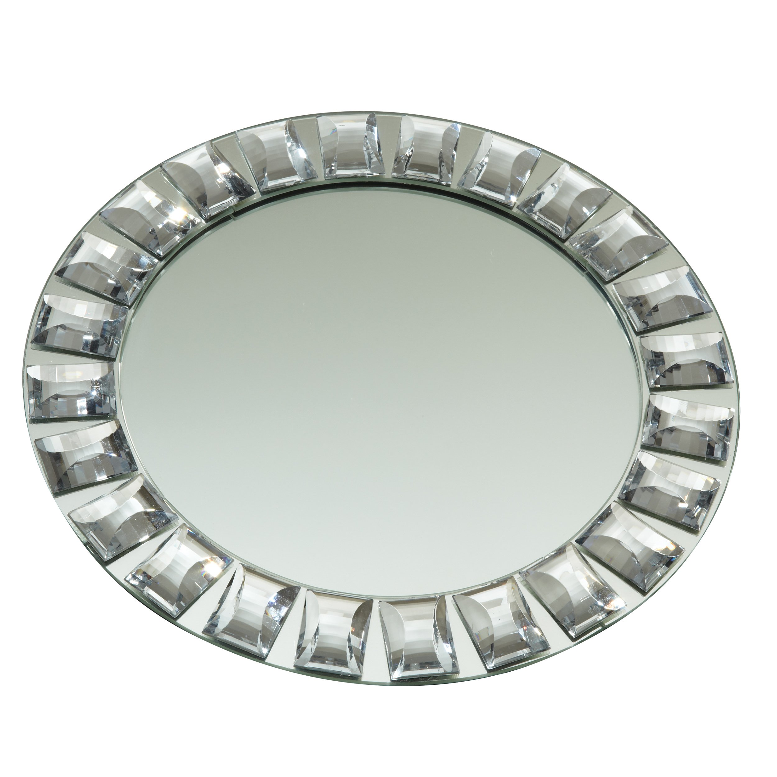 Heim Concept 33113 Elegant Diamond Rim Mirror Charger Plate - 13 Inch Silver Serving Tray for Wedding, Party & Dining Decor