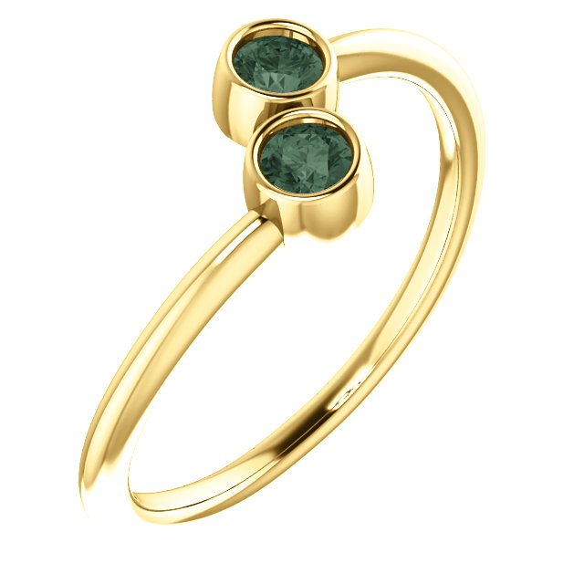 14K Gold 0.24 CTW Round Alexandrite Two Stone Ring for Women - Elegant Birthstone Jewelry Gift for Anniversary, Engagement or Special Occasions