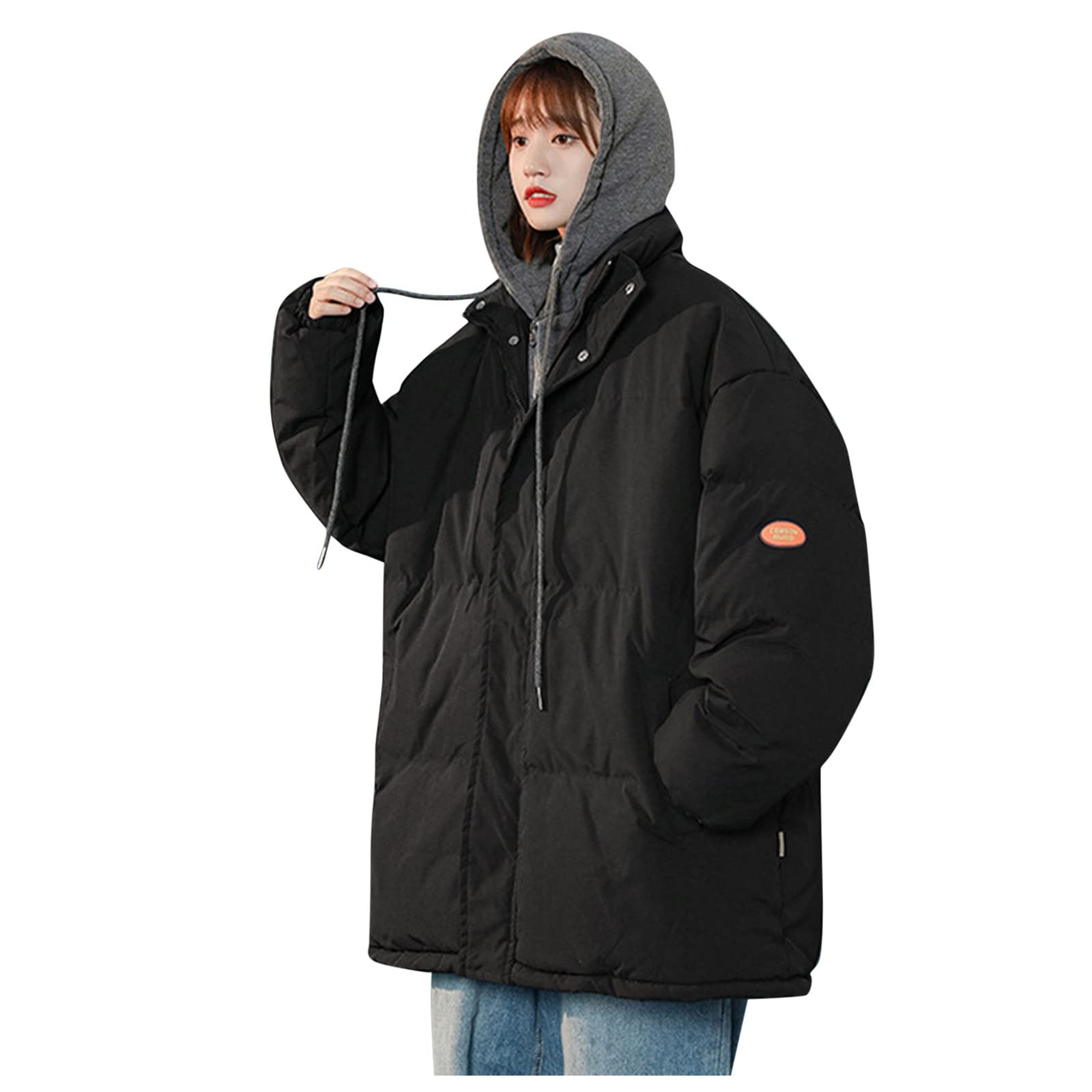 Women's Winter Hooded Padded Coat - Loose Fit Solid Color Warm Jacket for Cold Weather | Outdoor Activities, Commuting & Casual Wear