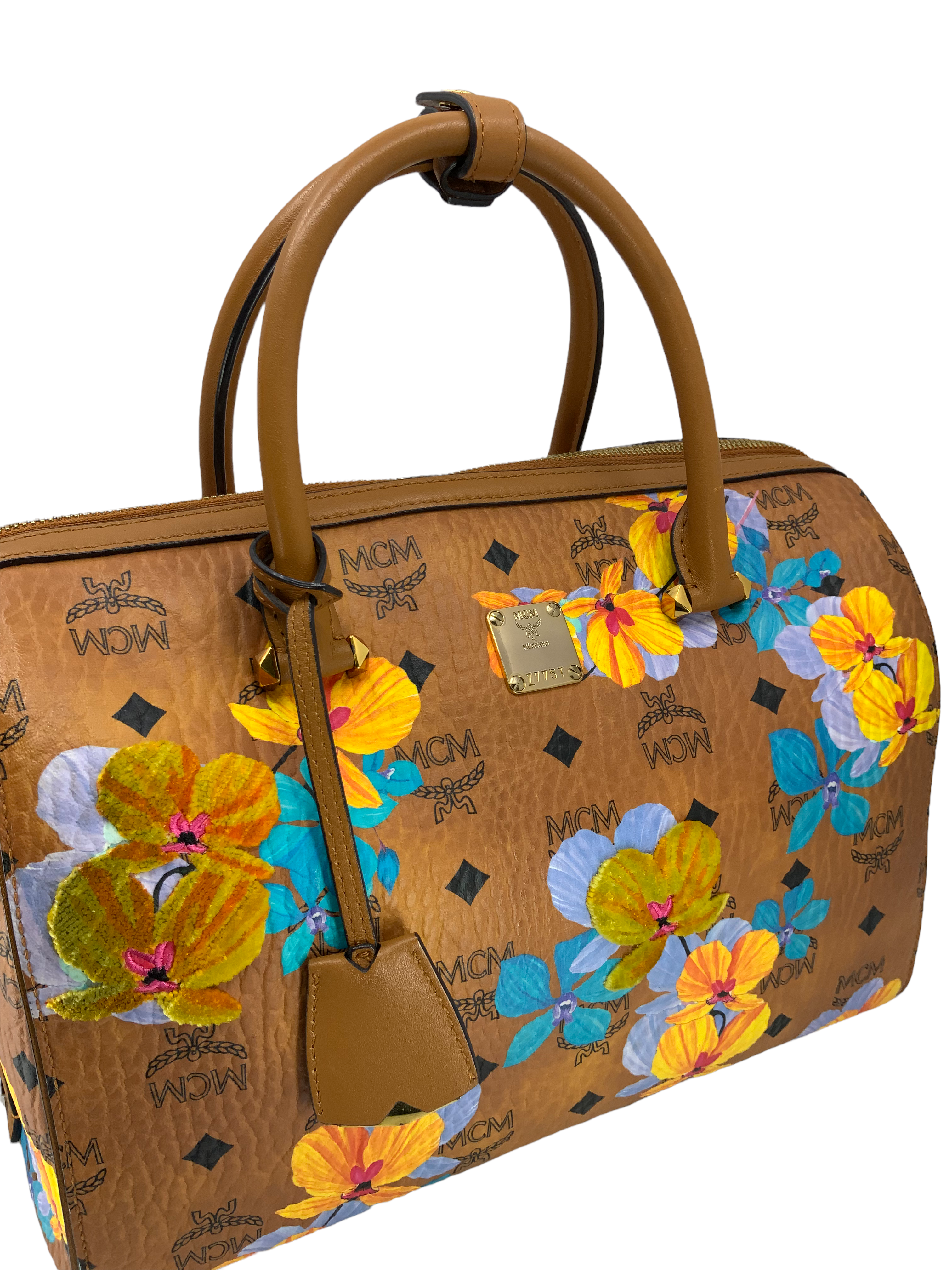 MCM Boston Coated Canvas Bowler Bag for Women | Luxury Designer Handbag | Durable Waterproof Crossbody Purse | Perfect for Work, Travel & Everyday Use