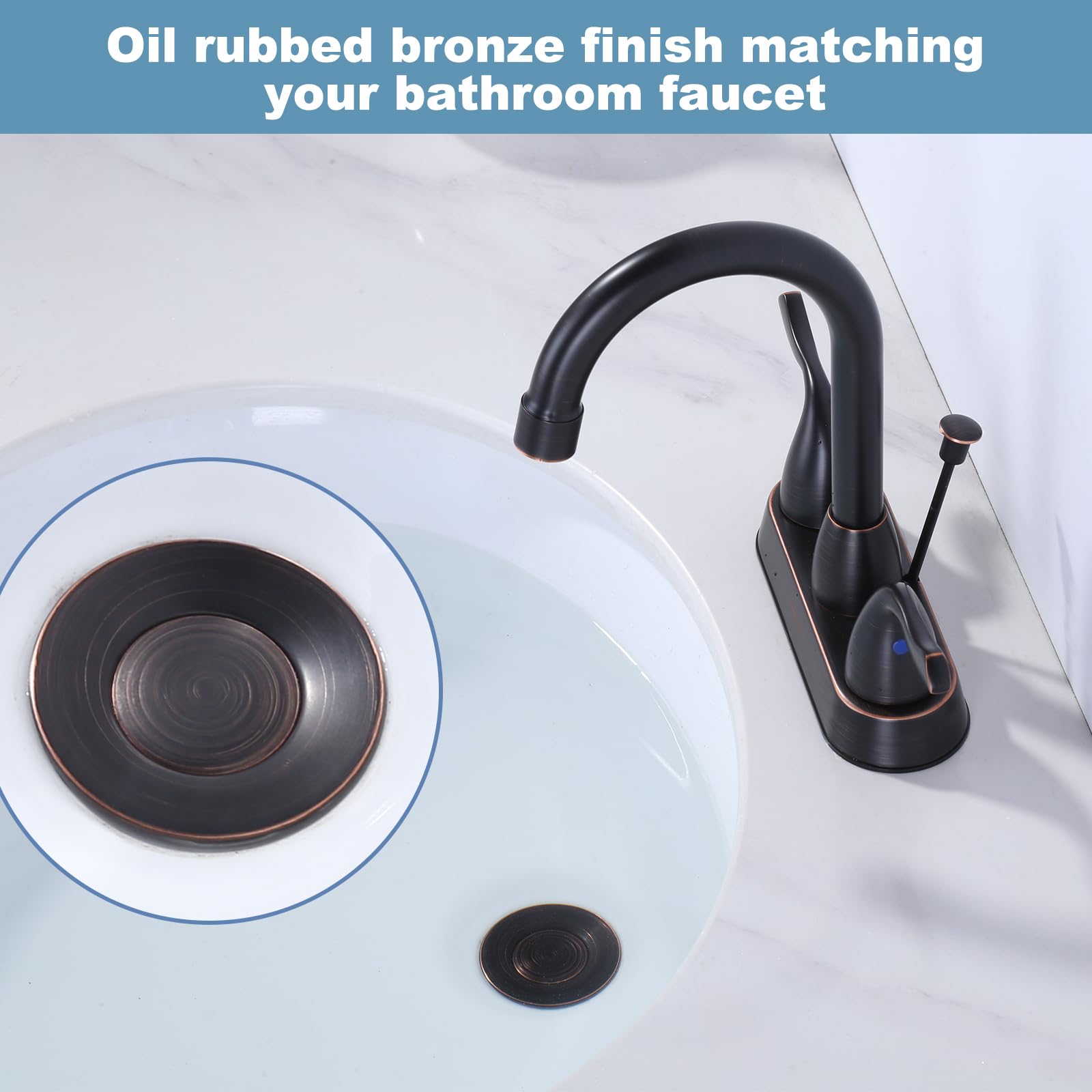 ARCORA Oil Rubbed Bronze Bathroom Sink Drain with Lift Rod & Overflow - Premium Vessel Sink Drain Stopper for Modern Bathroom & Vanity Upgrades