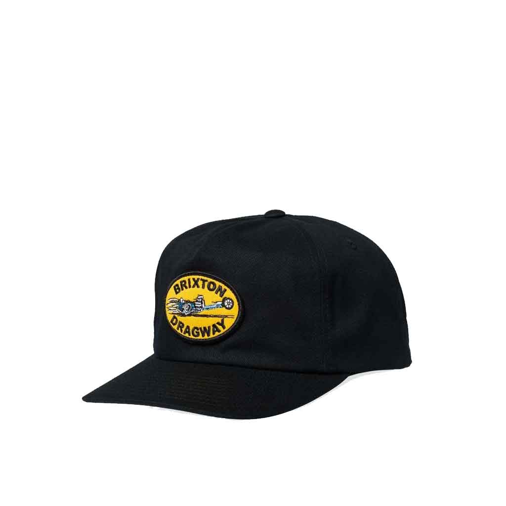 Brixton Dragway MP Snapback Hat - Black Adjustable Baseball Cap for Men & Women - Perfect for Casual Wear, Sports, and Outdoor Activities
