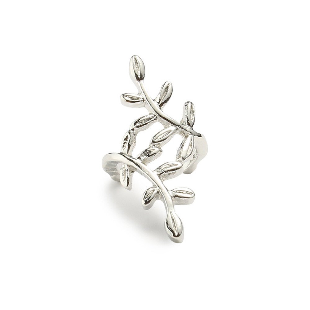 Crystal Stud Punk Clip-On Earrings for Women - Silver Door Knocker Cuff Wrap Cartilage Ear Leaf Jewelry | Perfect for Parties, Gifts & Punk Fashion
