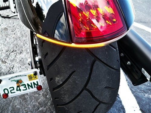 Victory Hammer Rear Fender Eliminator Kit with LED Turn Signals, License Plate Light & Bracket - Red Smoked Lens Turn Indicators for Motorcycle Customization & Safety Upgrades