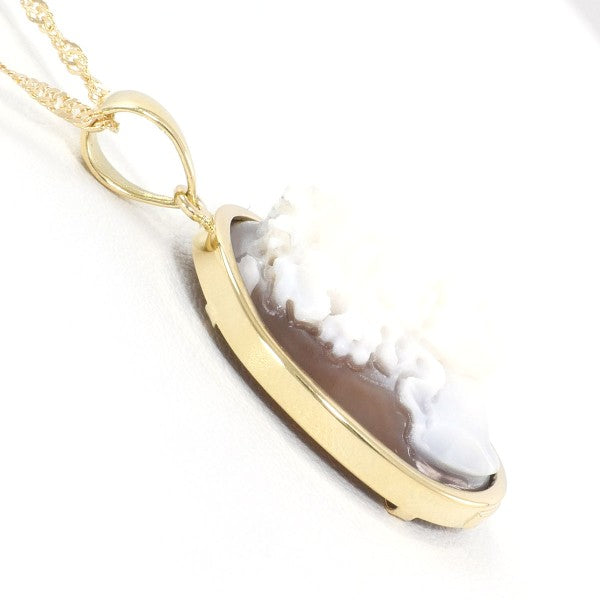 18K Yellow Gold Shell Cameo Necklace - Vintage Italian Cameo Pendant Jewelry for Women - Perfect Gift for Mother's Day, Anniversary & Special Occasions