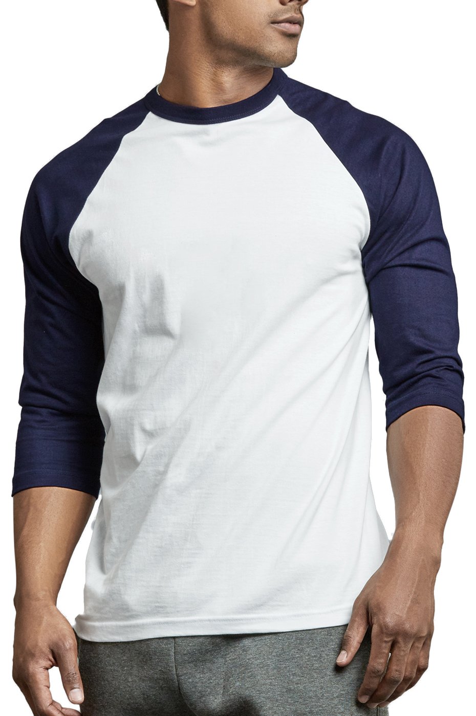 Men's Casual 3/4 Sleeve Baseball Cotton T-Shirt - Breathable Plain Tee for Daily Wear (Navy/White, Medium) | Perfect for Sports, Streetwear & Summer Outfits