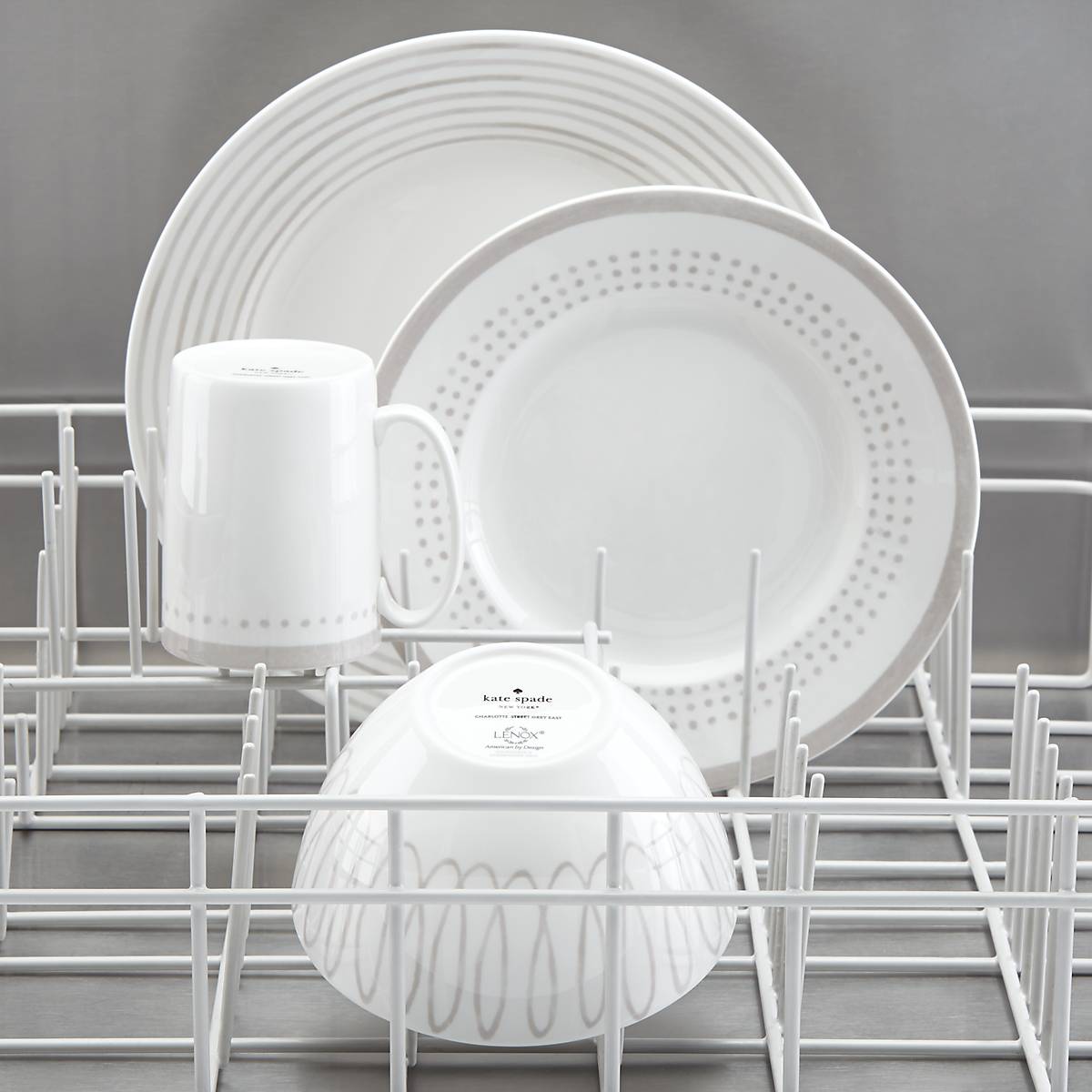 Charlotte Street Grey East 4-Piece Dinnerware Set - Elegant Stoneware Plates & Bowls for Everyday Dining, Dinner Parties & Home Decor