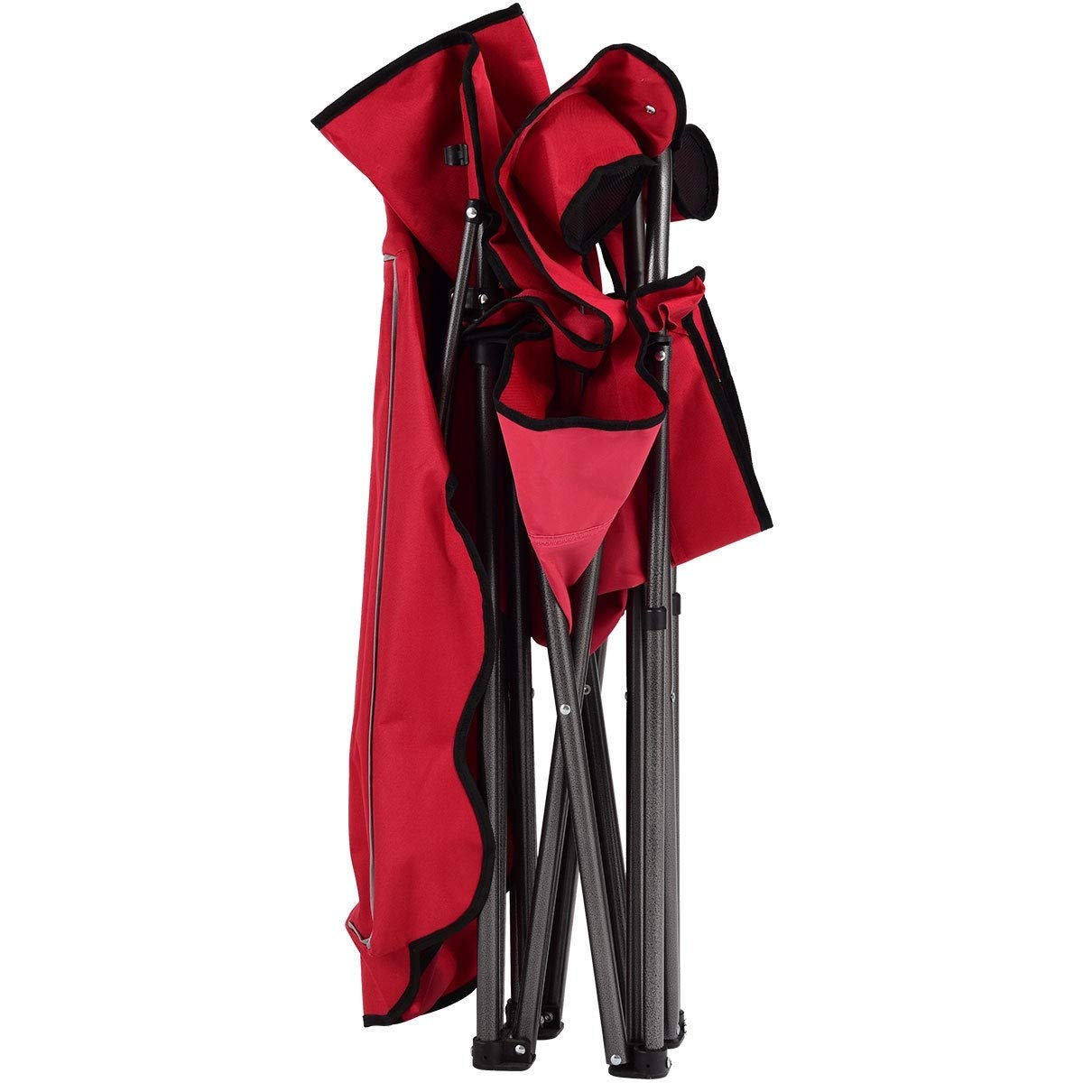 Renetto Portable Folding Beach Canopy Chair with Cup Holders - Best Selling Lounge & Picnic Chair for Outdoor Relaxation (Red) - Perfect for Beach, Camping, Backyard and Poolside Use
