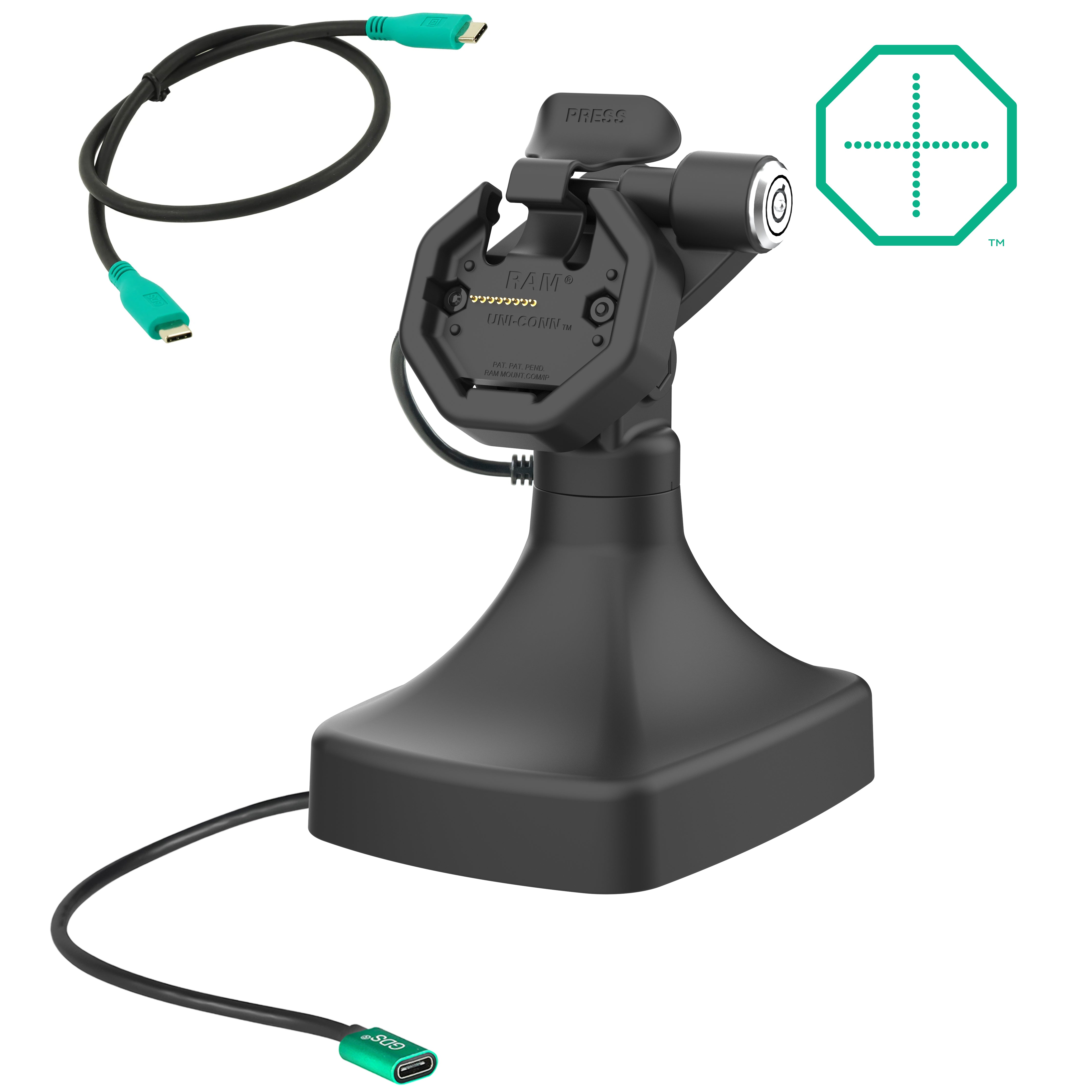 GDS® Uni Conn™ USB C Powered Locking Tilt & Swivel Docking Station for Laptops - RAM GDS DOCKLR D14 U3C | Perfect for Home Office, Workstation Setup & Multi-Monitor Displays
