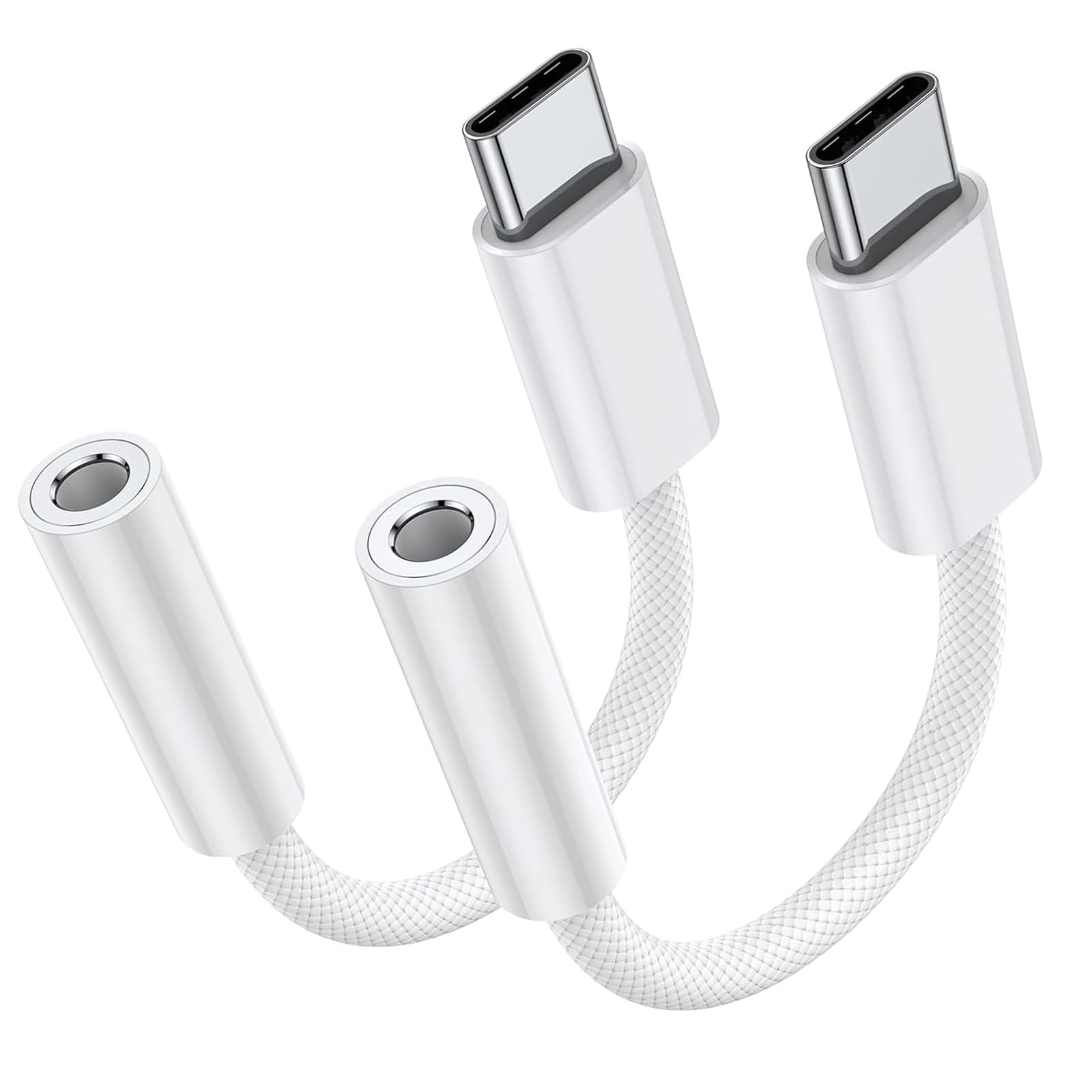 MFi Certified USB C to 3.5mm Adapter 2 Pack - for iPhone 15/Samsung, Perfect for Music & Calls
