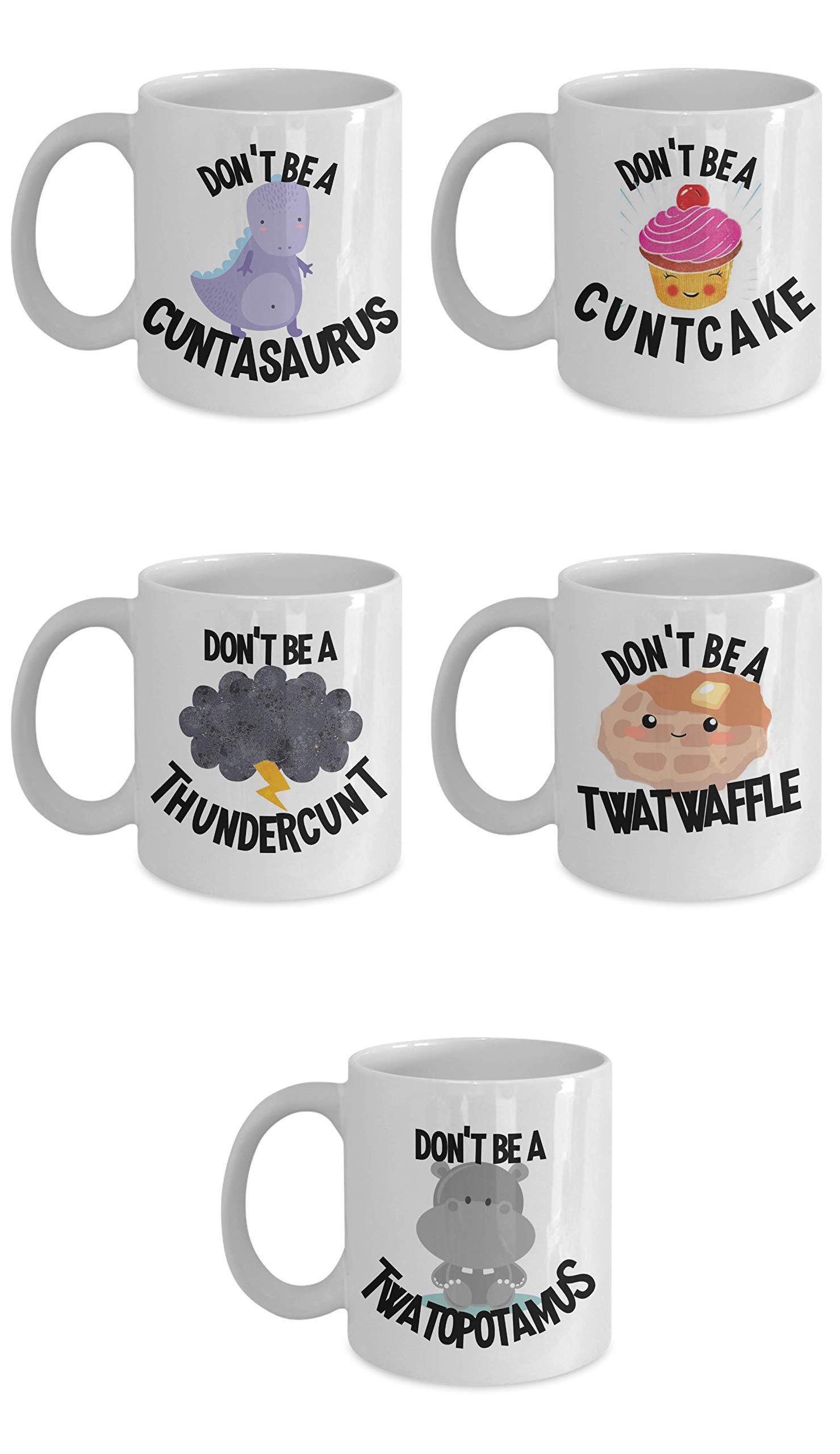 Funny Insult Mug Set - Don't Be a Cuntasaurus Twatwaffle Coffee Cup Gift for Women | Best Friend Birthday Present | Office Humor & Coffee Break Gag Gift