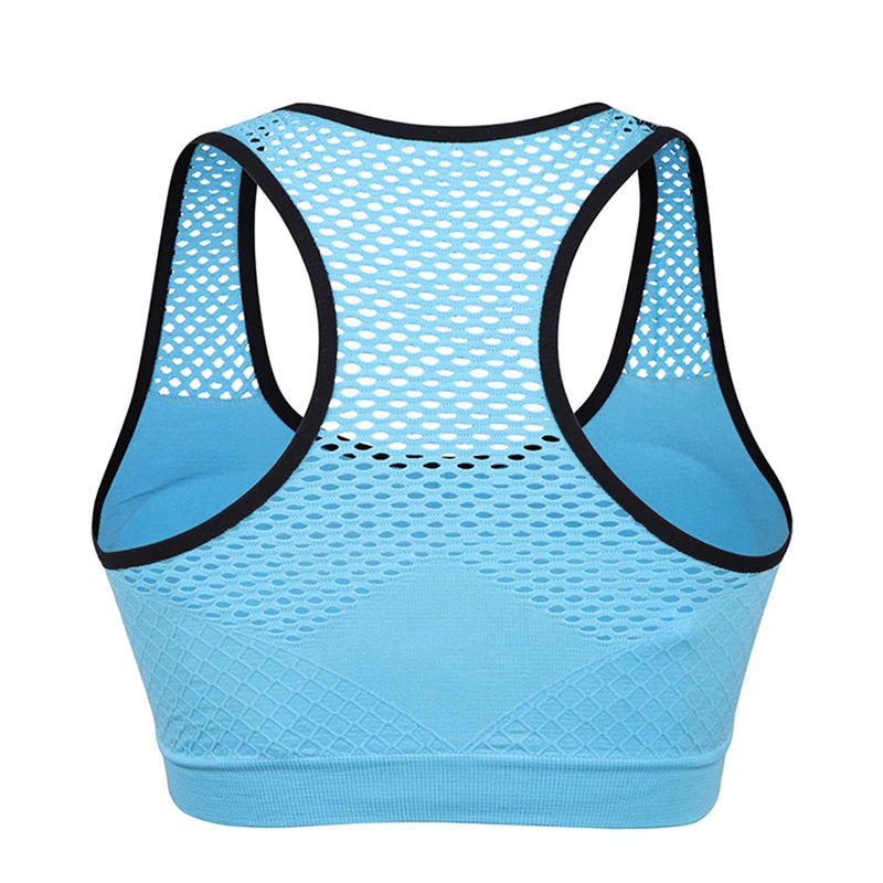 Breathable Mesh Sports Bra for Women - Seamless Hollow Out Yoga Top - Perfect for Gym, Running & Fitness Workouts