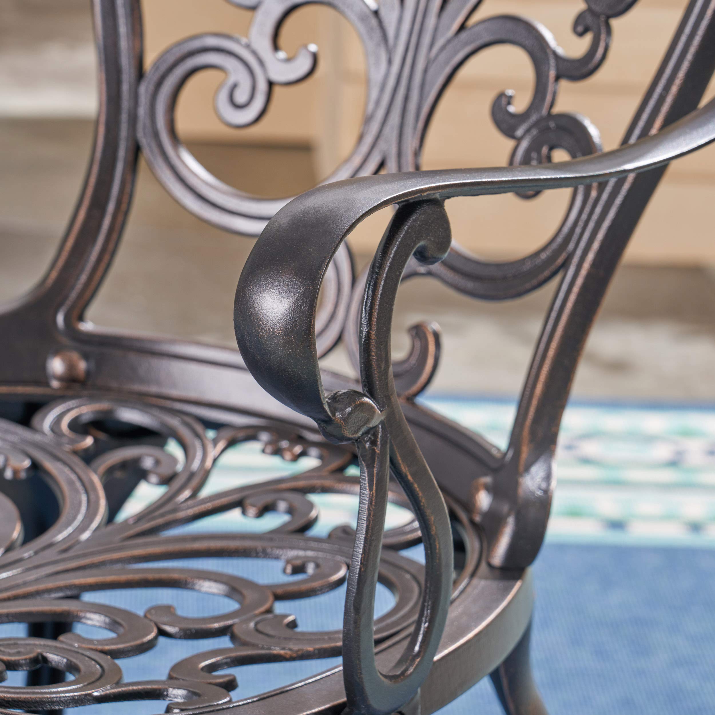 Christopher Knight Home Buddy Outdoor Cast Aluminum Dining Chair (Set of 2) - Shiny Copper Patio Furniture for Garden, Poolside & Backyard Dining