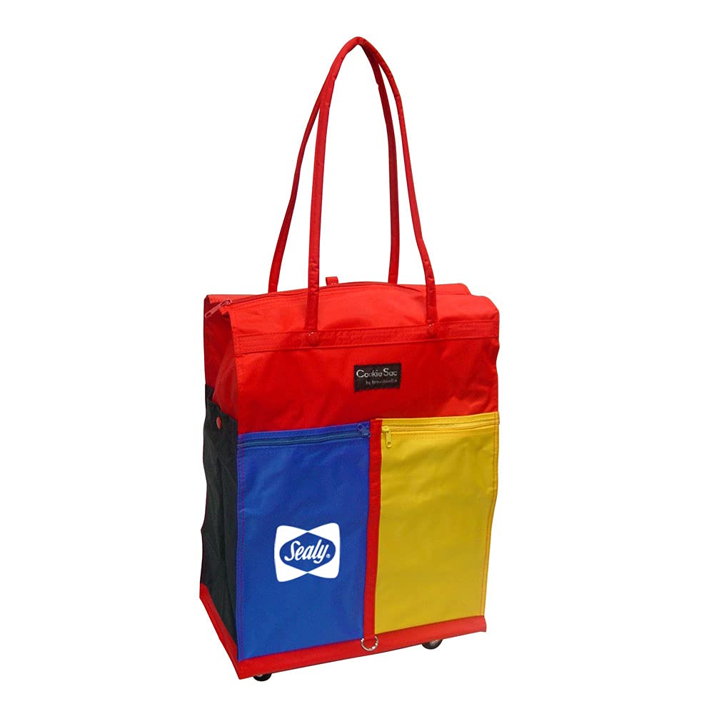 Rolling Shopping Tote with Wheels & Zipper Closure - Red - Perfect for Grocery Shopping, Travel & Lightweight Luggage