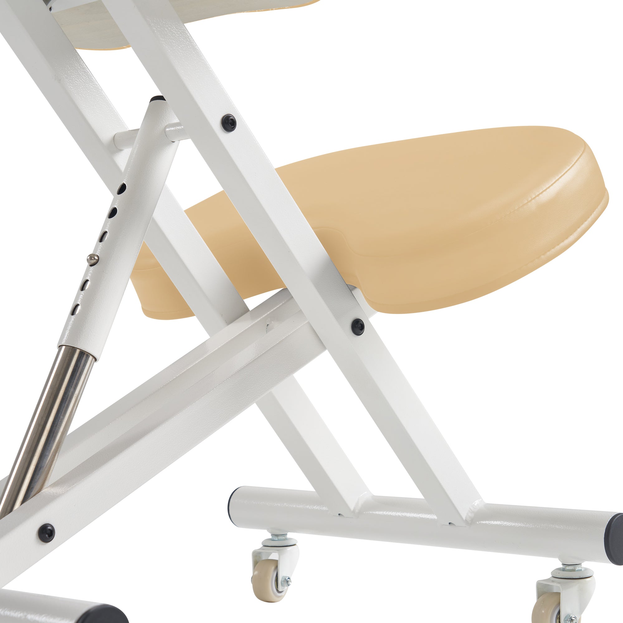 Ergonomic Metal Foldable Kneeling Chair for Office & Home - Posture Correction Stool with Adjustable Height | Improves Sitting Posture & Back Pain Relief | Perfect for Work, Study & Meditation (Cream/Black Options)