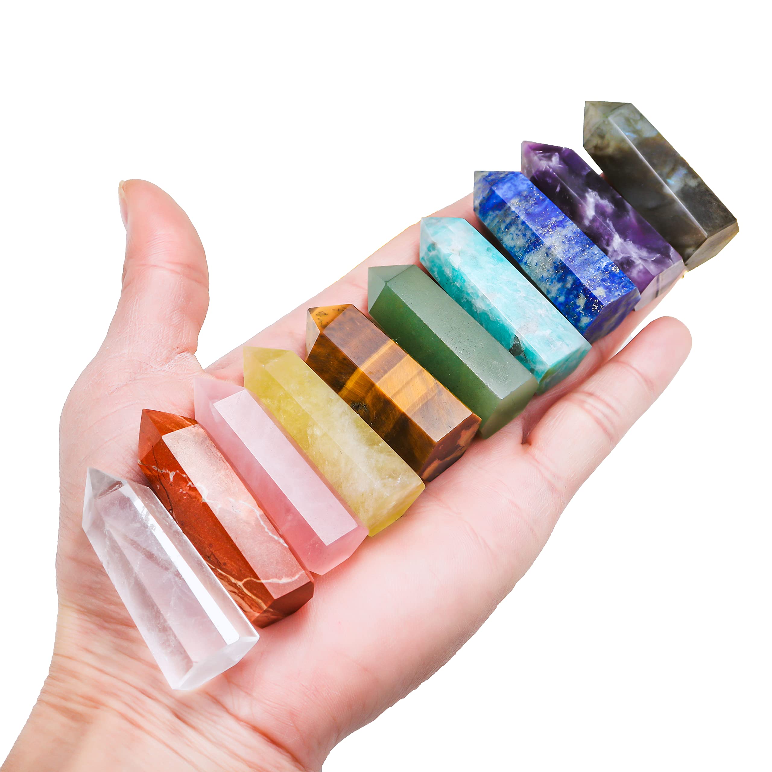 Healing Crystal Tower Set - 10pcs Natural Chakra Crystal Wands (1.57
