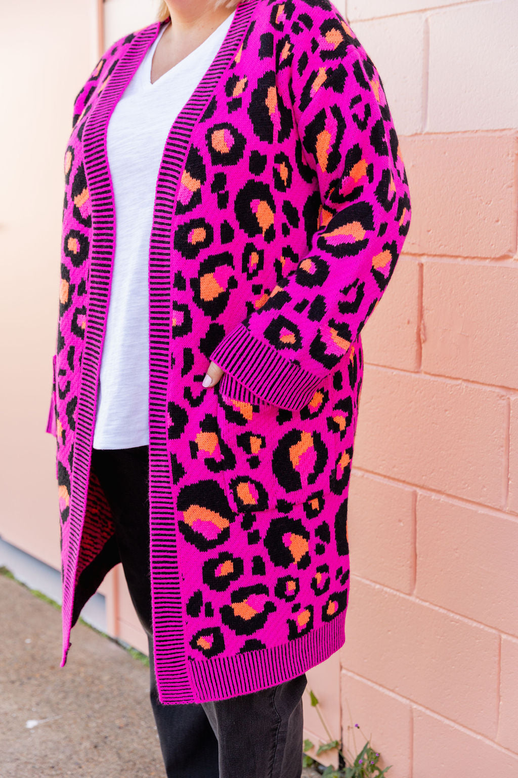 Kasey Rainbow Darcy Cardi - Soft Pink Leopard Print Knit Cardigan for Women | Perfect for Casual Outfits, Office Wear & Cozy Layering