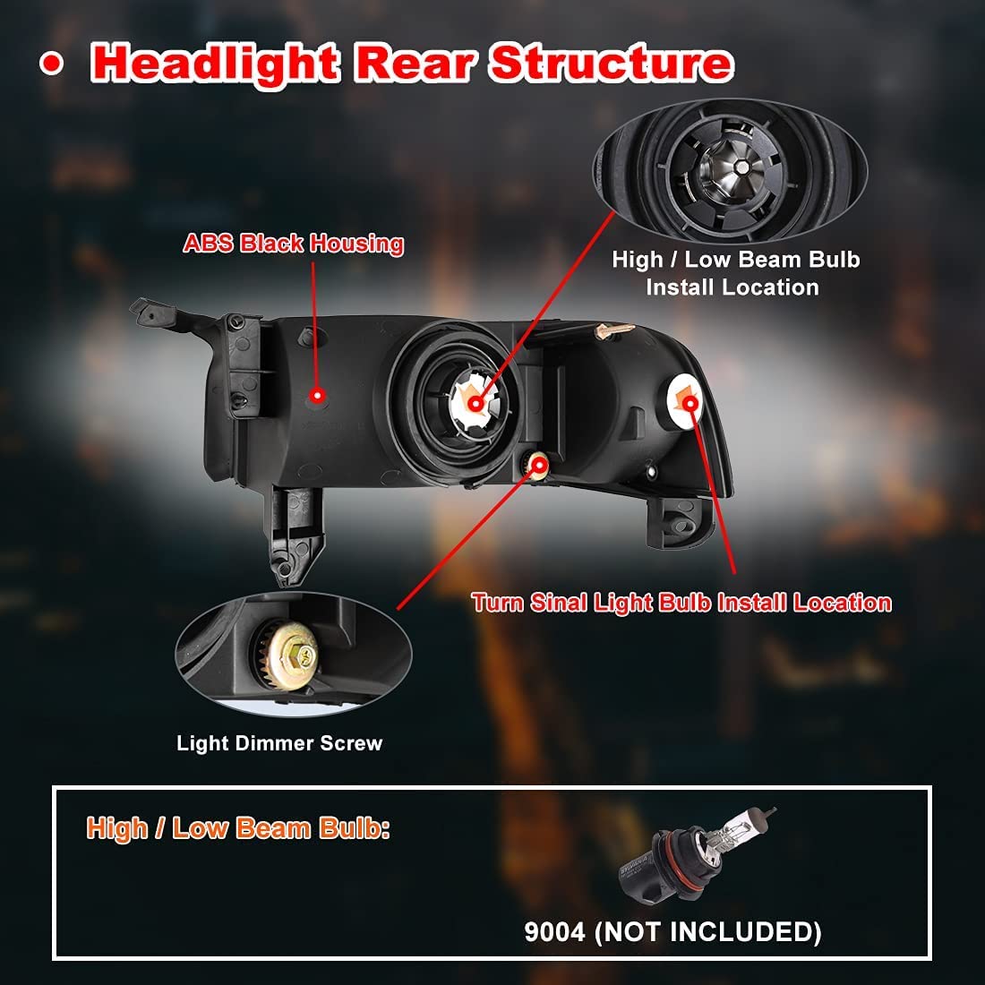 Nixon Offroad LED Headlights for Dodge Ram 1500 2500 3500 (1994-2002) - High/Low Beam Projector Headlight Assembly with DRL & Turn Signal - Matte Black Housing & Clear Lens - 1 Pair - Perfect for Night Driving & Off-Road Adventures