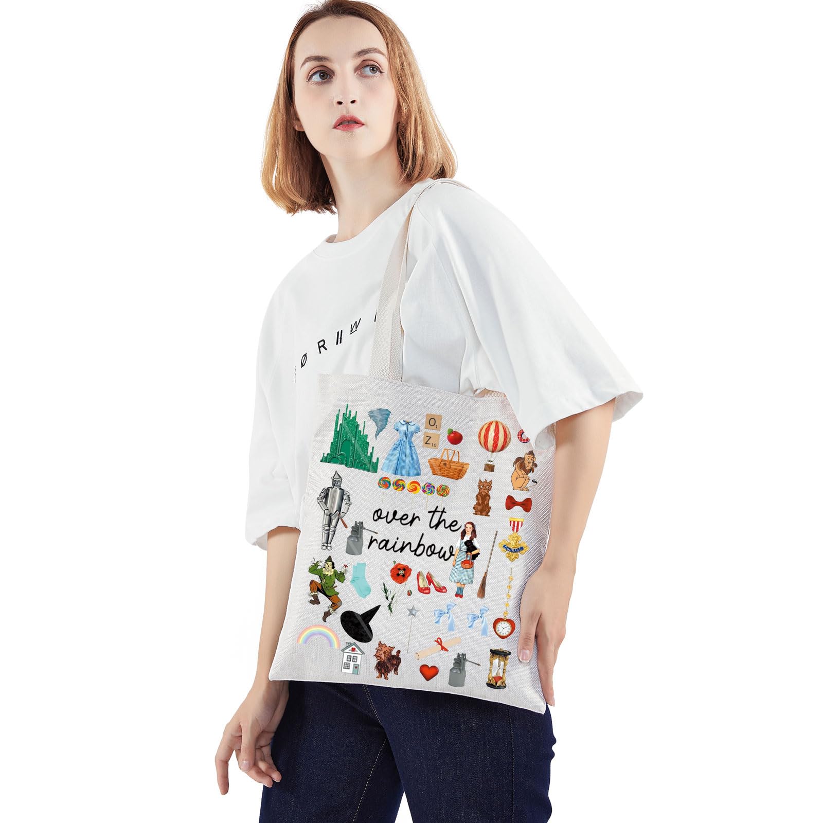 WZMPA Dorothy Gale Tote Bag - Wizard of Oz Scarecrow & Tin Man Gift - Over The Rainbow Shoulder Bag - Cowardly Lion Merchandise - Perfect for Oz Fans, Cosplay & Movie Themed Parties