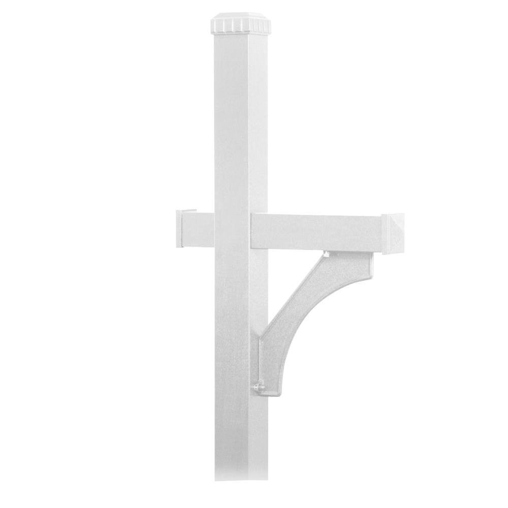 Salsbury Industries 4370WHT White Deluxe Single-Sided In-Ground Mailbox Post - Heavy Duty Roadside Mailbox Mount for Residential & Rural Areas
