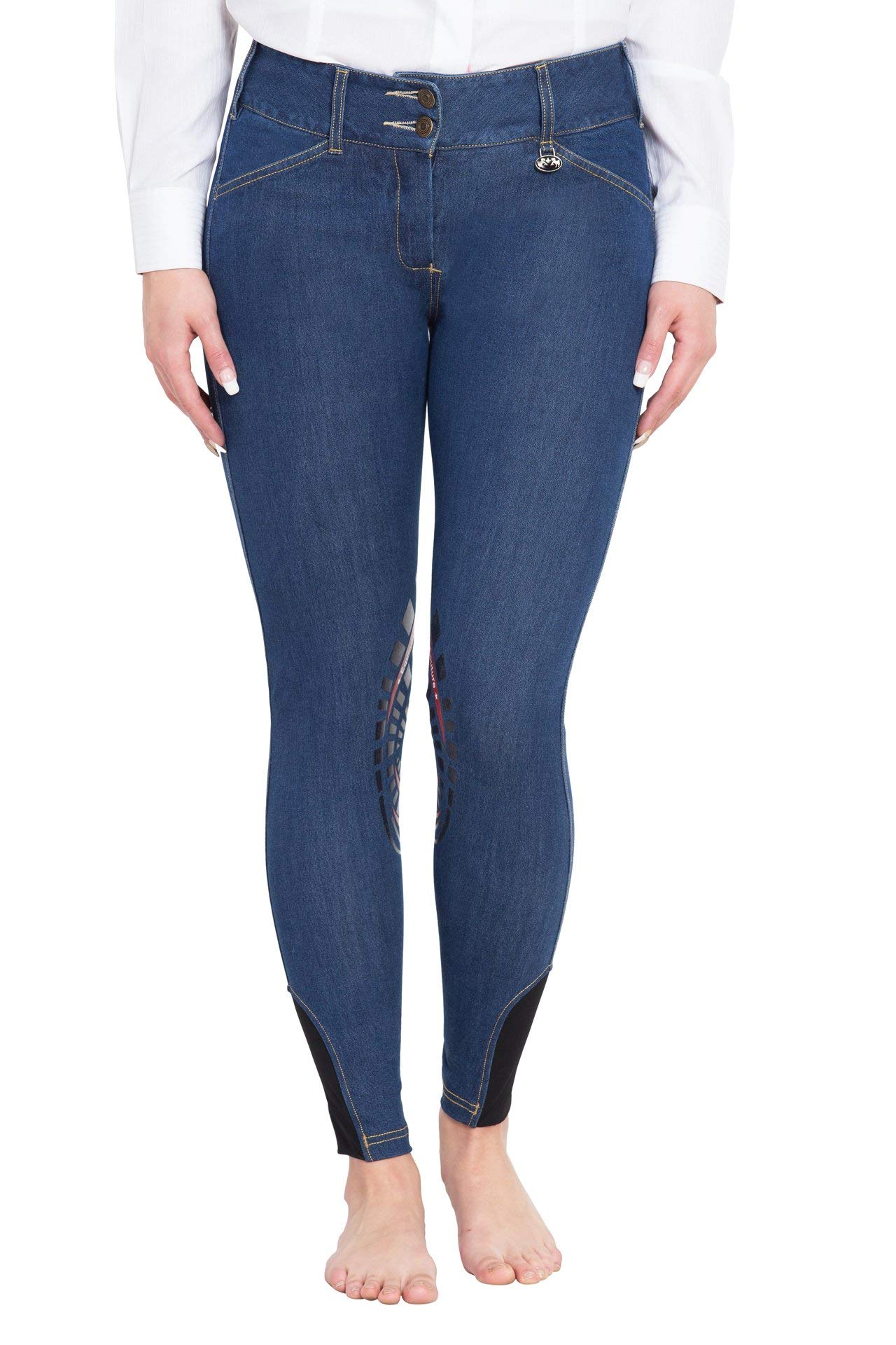 Equine Couture Calabasas Printed Silicon Patch Denim Jeans for Women - Stylish Equestrian Riding Pants for Horseback Riding & Casual Wear