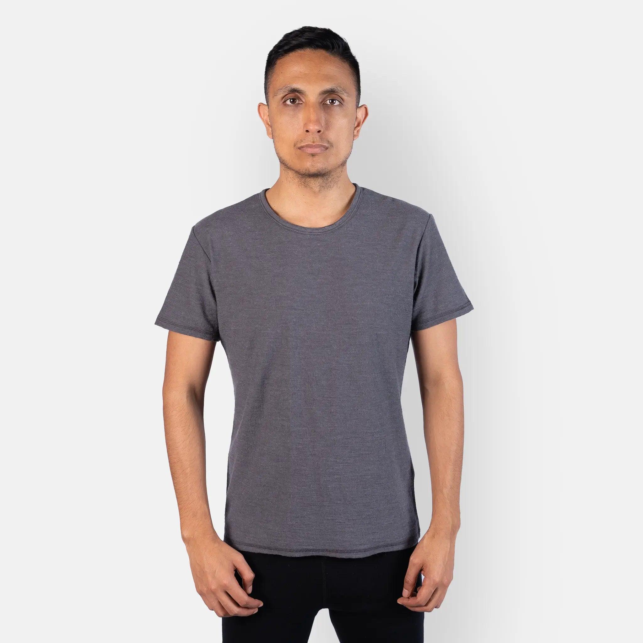 Ultralight Men's Alpaca Wool T-Shirt - 160 GSM Soft Crew Neck Tee for Outdoor Activities & Travel