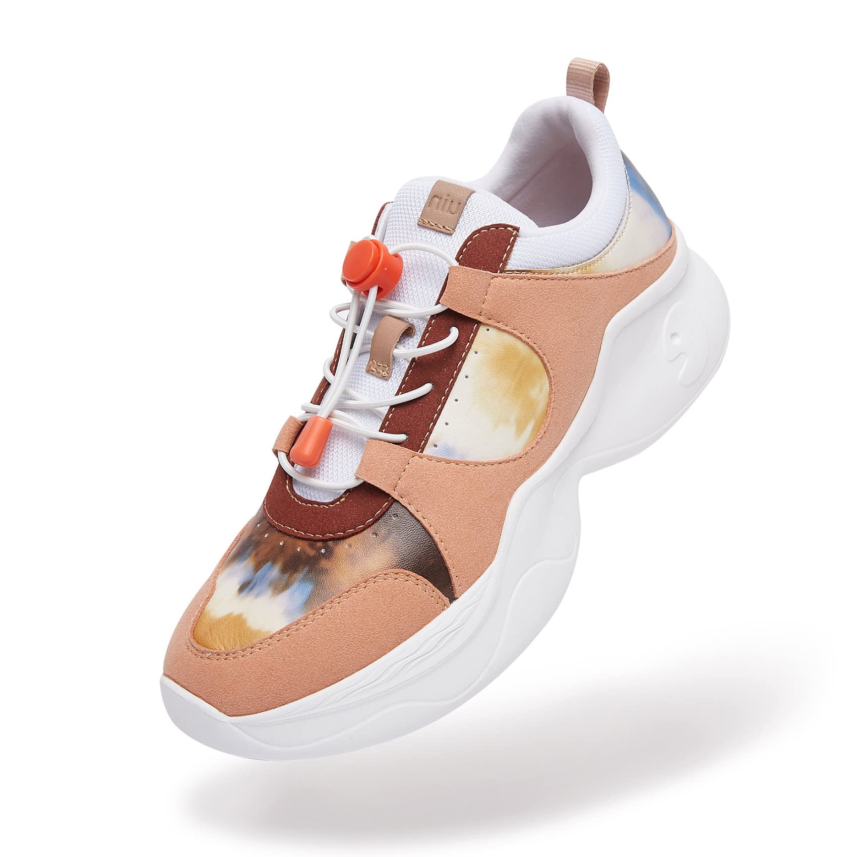 UIN Women's Chunky Fashion Sneakers - Comfortable Walking Shoes with Artistic Paint Design | Casual Travel & Everyday Wear (Size 5)