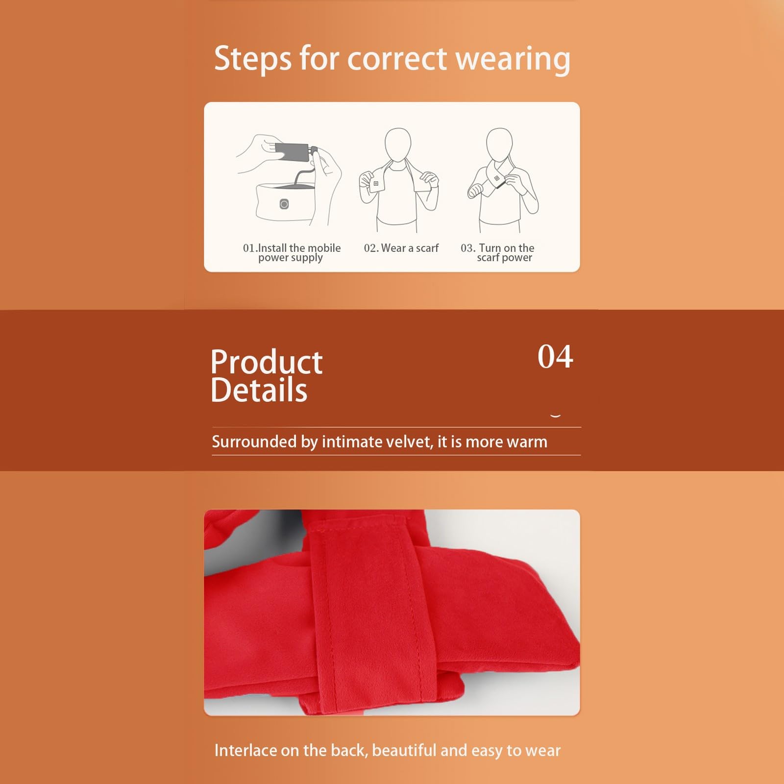 Oelaio Prime of The Day Deals - USB Heated Scarf for Neck & Shoulder Warmth - Winter Cold Protection for Men & Women - Perfect for Outdoor Activities, Commuting & Christmas Gifts
