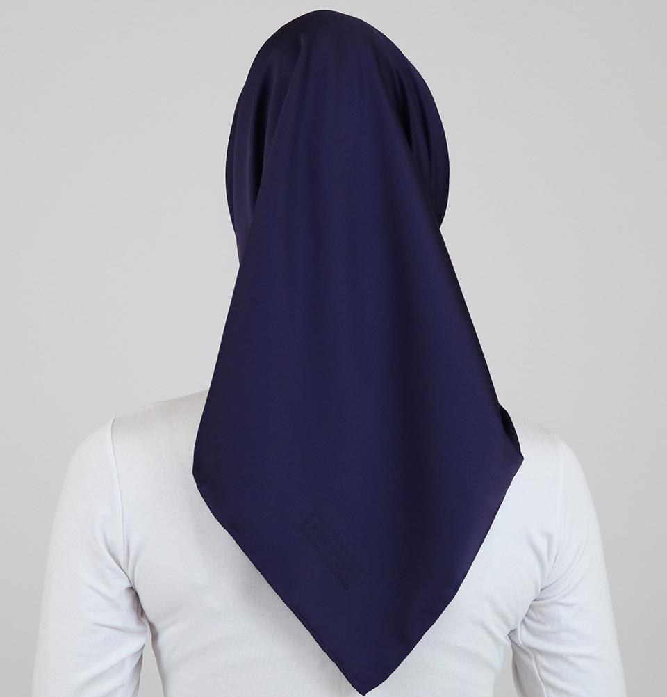 Aker Satin Square Hijab Scarf 6385 994 Indigo - Soft & Lightweight Muslim Headscarf for Women, Perfect for Daily Wear, Prayer, and Special Occasions