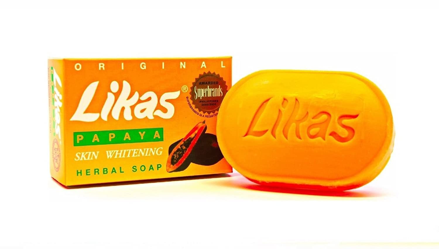 Likas Papaya Herbal Soap for Skin Whitening & Brightening - 100g Natural Exfoliating Soap for Face & Body - AMZ0001 (1 Piece) - Perfect for Daily Skincare Routine & Acne Treatment
