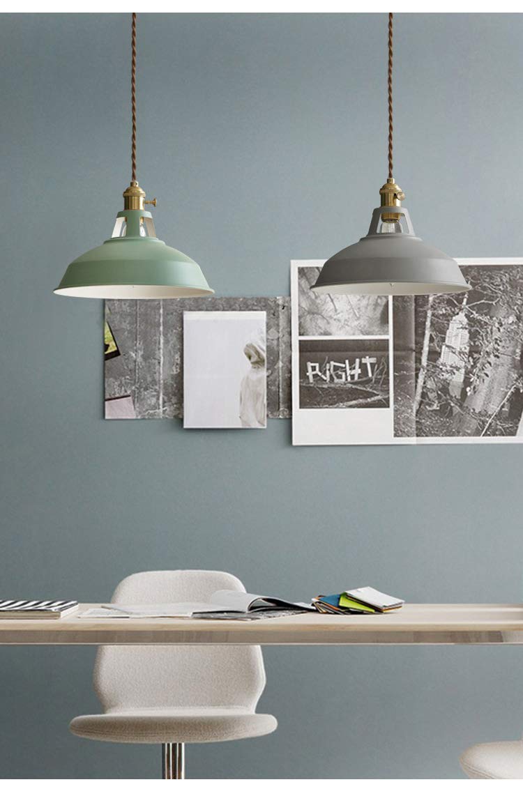 Juno-Style Iron Pendant Light - 3.9 ft Adjustable Cord with Lampshade - 3-Light Track Lighting Set in Macaron Grey - Perfect for Living Room, Dining Area & Kitchen Island Decor