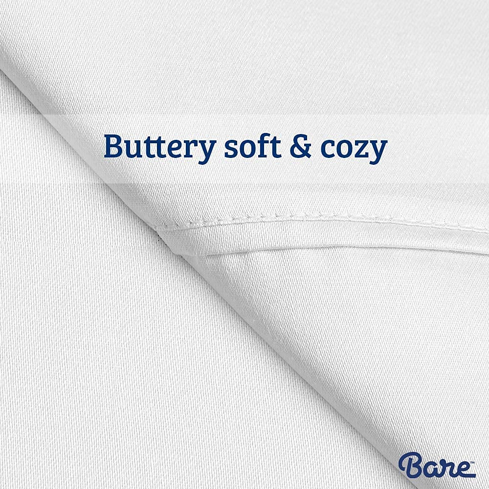 Bare Home 6-Piece Microfiber Bed Sheet Set with 4 Pillowcases - Full Size Cooling Soft Breathable Sheets in Cool White - Perfect for Guest Rooms, Dorms & Cozy Bedrooms