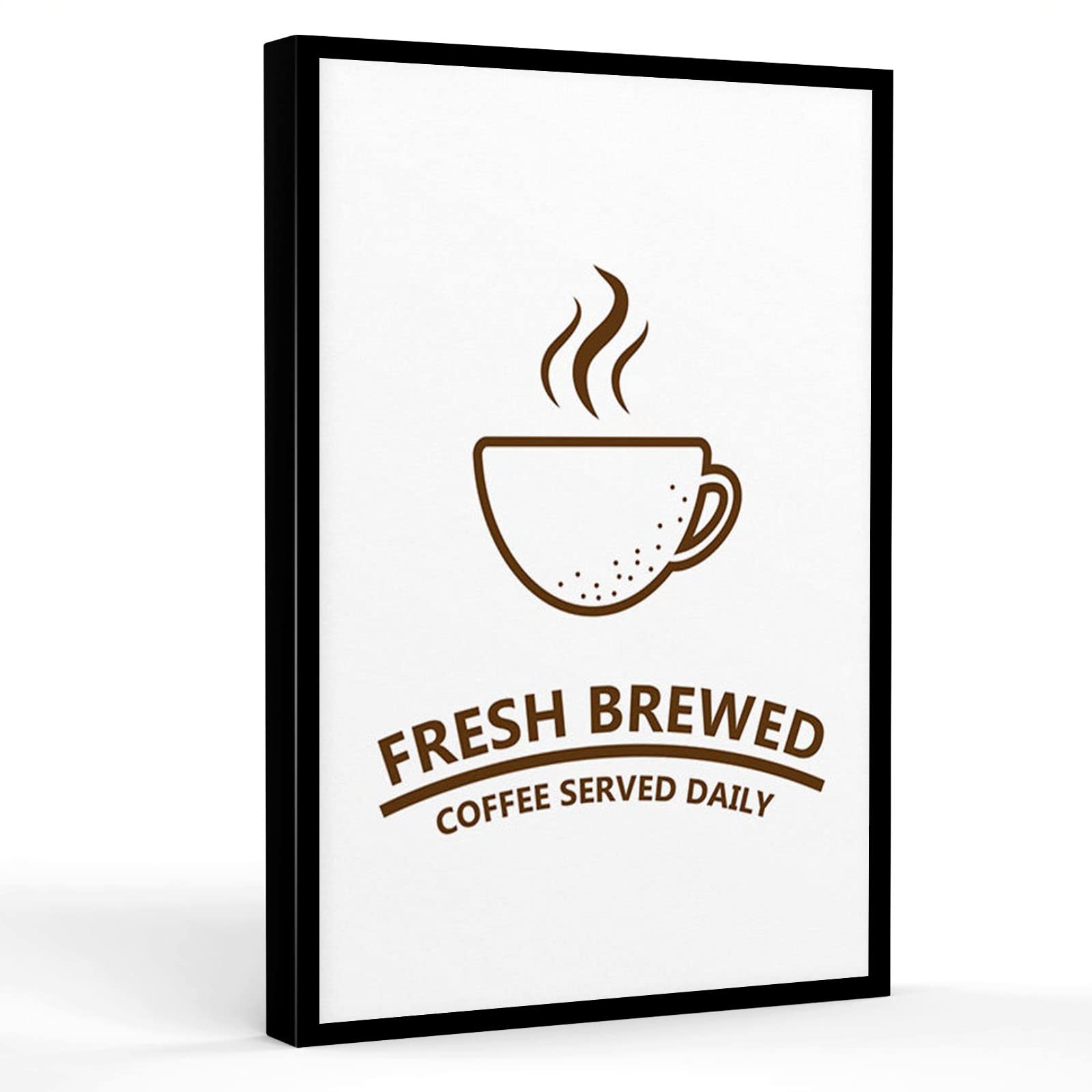 Fresh Brewed Coffee Served Daily - 8x12 Inch Unframed Canvas Wall Art Print for Home, Bathroom, Bedroom & Office Decor | Perfect for Coffee Shops, Kitchens & Gifts