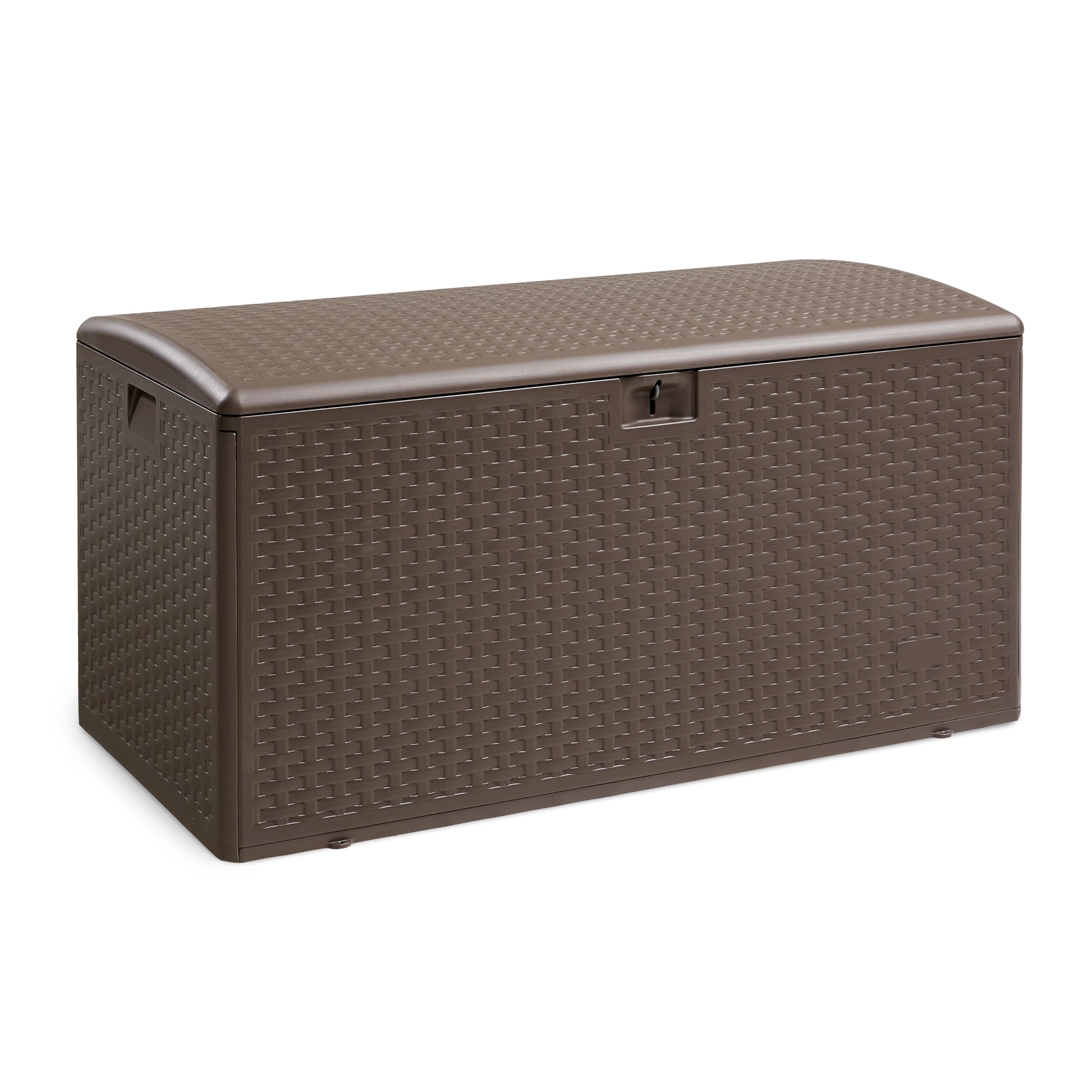 Amazon Basics 99 Gallon Outdoor Patio Storage Deck Box - Waterproof & Weather-resistant Deck Box for Patio Furniture Cushions, Garden Tools, Pool Accessories - Perfect for Backyard, Deck, and Poolside Storage (Brown)