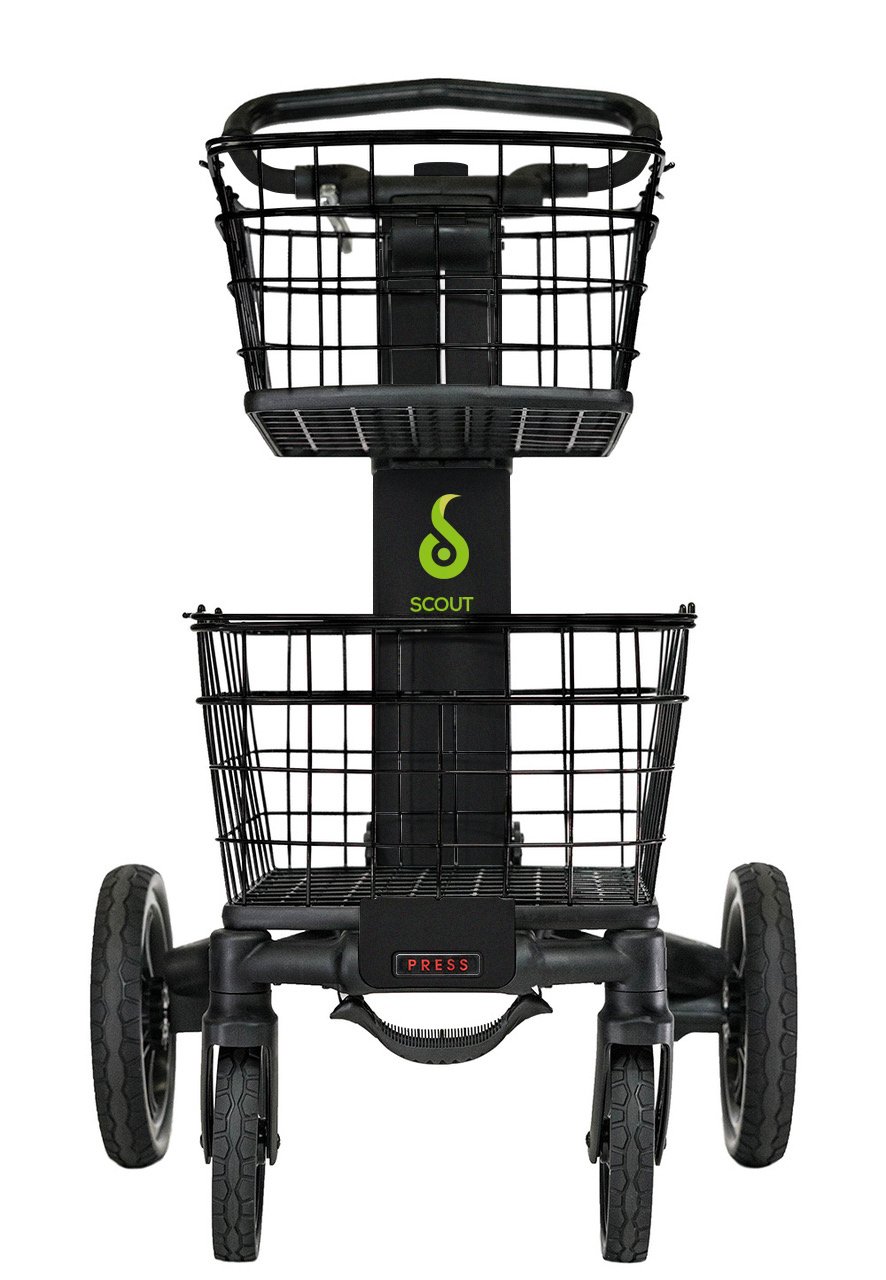 Scout Folding Utility Office Cart SCV3 - Black Rolling Storage Cart for Home, Office & Warehouse | Portable Organizer for Files, Supplies & Equipment | Space-Saving Mobile Workstation