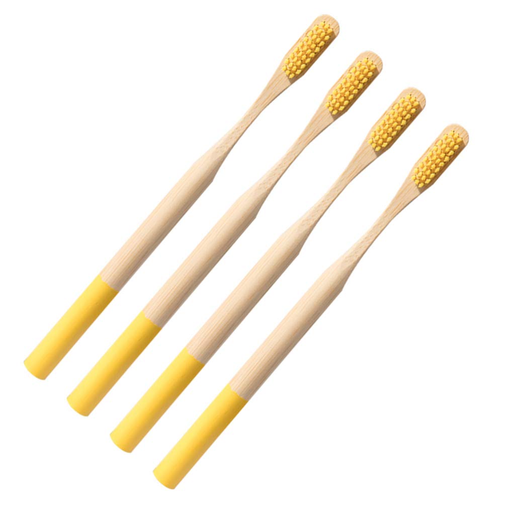 EXCEART 4-Pack Organic Bamboo Toothbrushes with Charcoal Bristles - Natural Wooden Manual Toothbrush Set for Adults & Kids, Eco-Friendly Dental Care - Perfect for Travel, Home & Sustainable Lifestyle