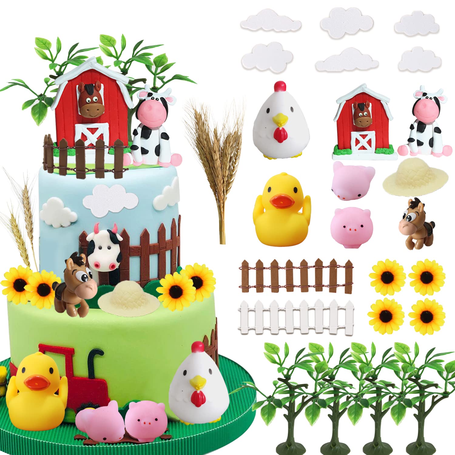 30 PCS Farm Animal Cow Cake Toppers - Adorable Cow-Shaped Cupcake Decorations for Farm Theme Birthday, Baby Shower & Party Supplies (Style B) | Perfect for Cake Decorating, Dessert Displays & Themed Celebrations