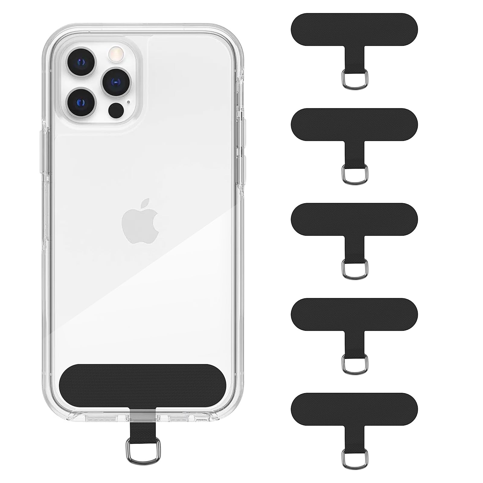 Universal Cell Phone Tether Tab Without Adhesive - 5 Pack Non-Slip Phone Lanyard Replacement Parts for Phone Straps & Safety Lanyards (5PC) - Perfect for Work ID Badges, Keychains, and Outdoor Activities