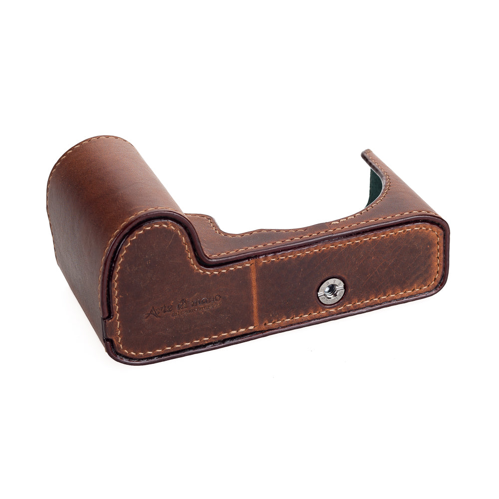 Arte di Mano Premium Leather Half Case for Leica SL2 Camera - Brown Rally Volpe Design with Battery Access Door | Professional Camera Protection for Travel & Street Photography