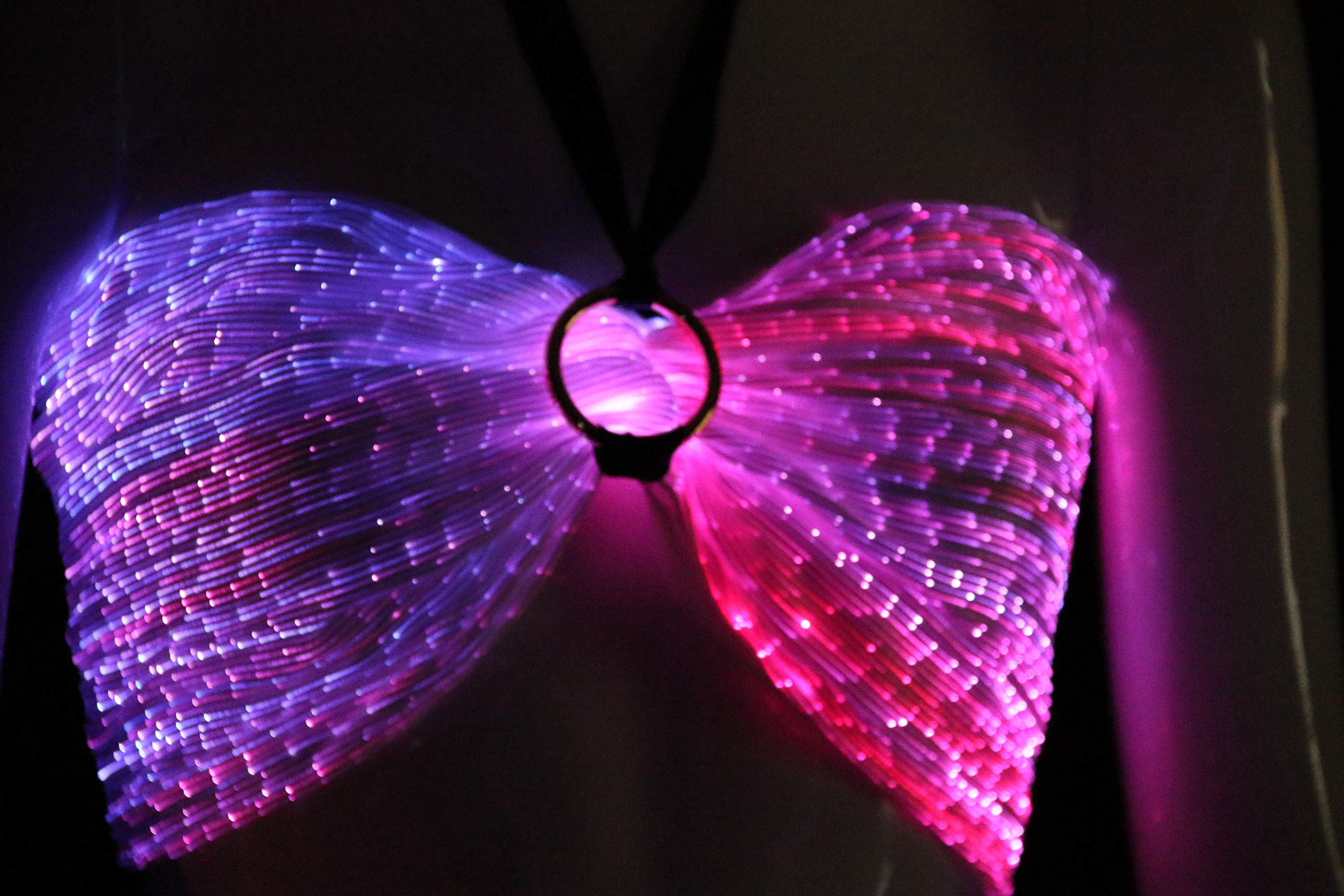 LED Light Up Backless Bra - Wireless Fiber Optic Dance Costume Top with Glow in Dark & Mobile App Control (XL, White) for Rave, EDM Festivals & Nightclub Performances