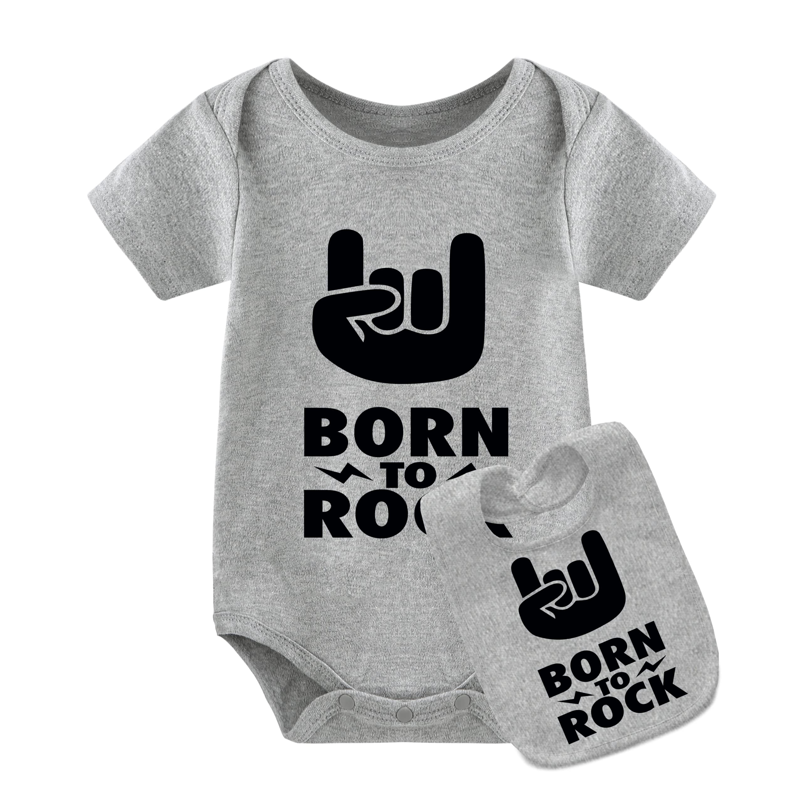 YSCULBUTOL Baby Twins Bodysuit - Born To Rock Twin Romper Outfit for Newborns & Infants (Boy & Girl) - Perfect for Matching Sibling Photos, Birthday Parties & Family Events