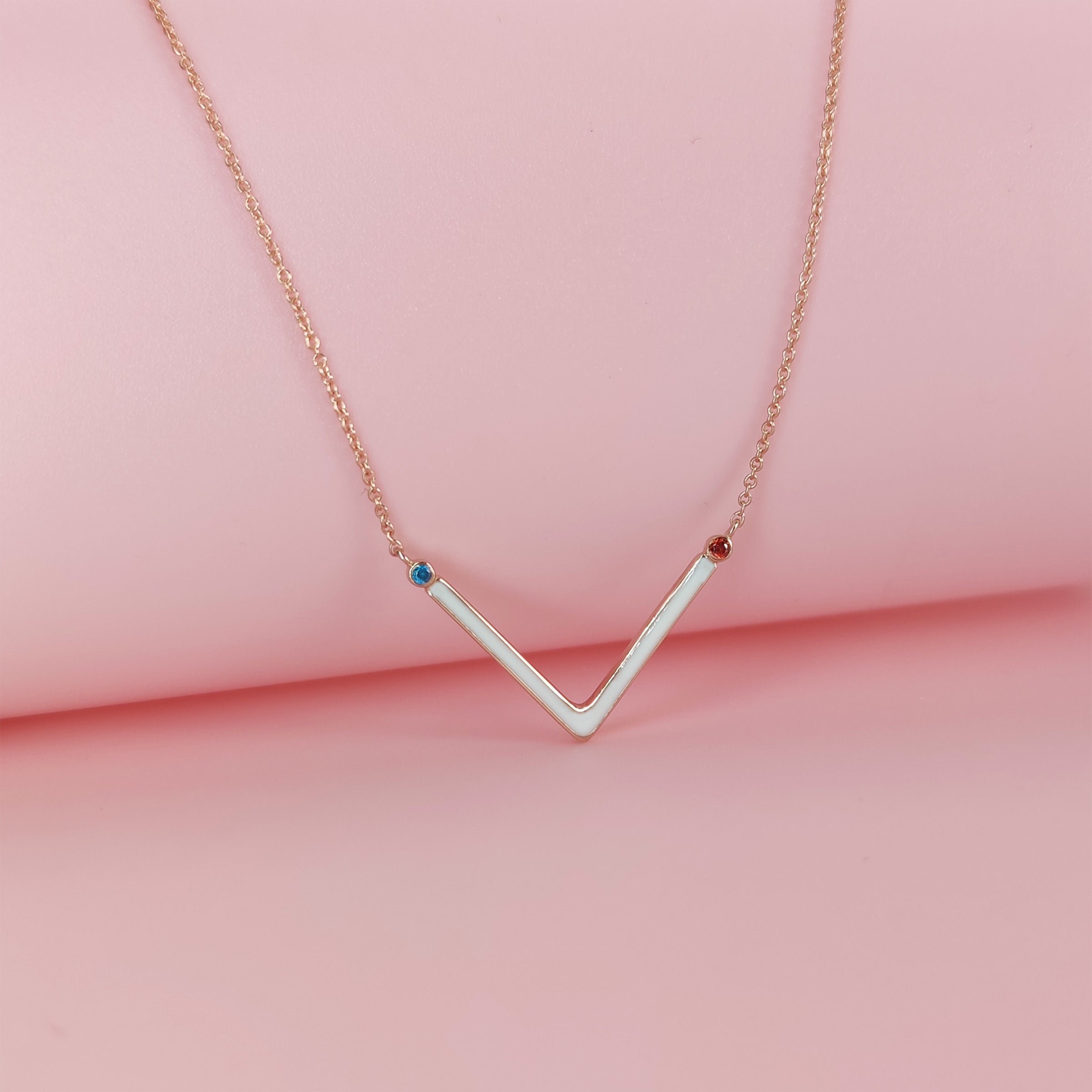 Personalized V-Shaped Birthstone Breastmilk Necklace - Custom Keepsake Jewelry for Moms, Perfect for Mother's Day Gifts & Breastfeeding Memory Preservation