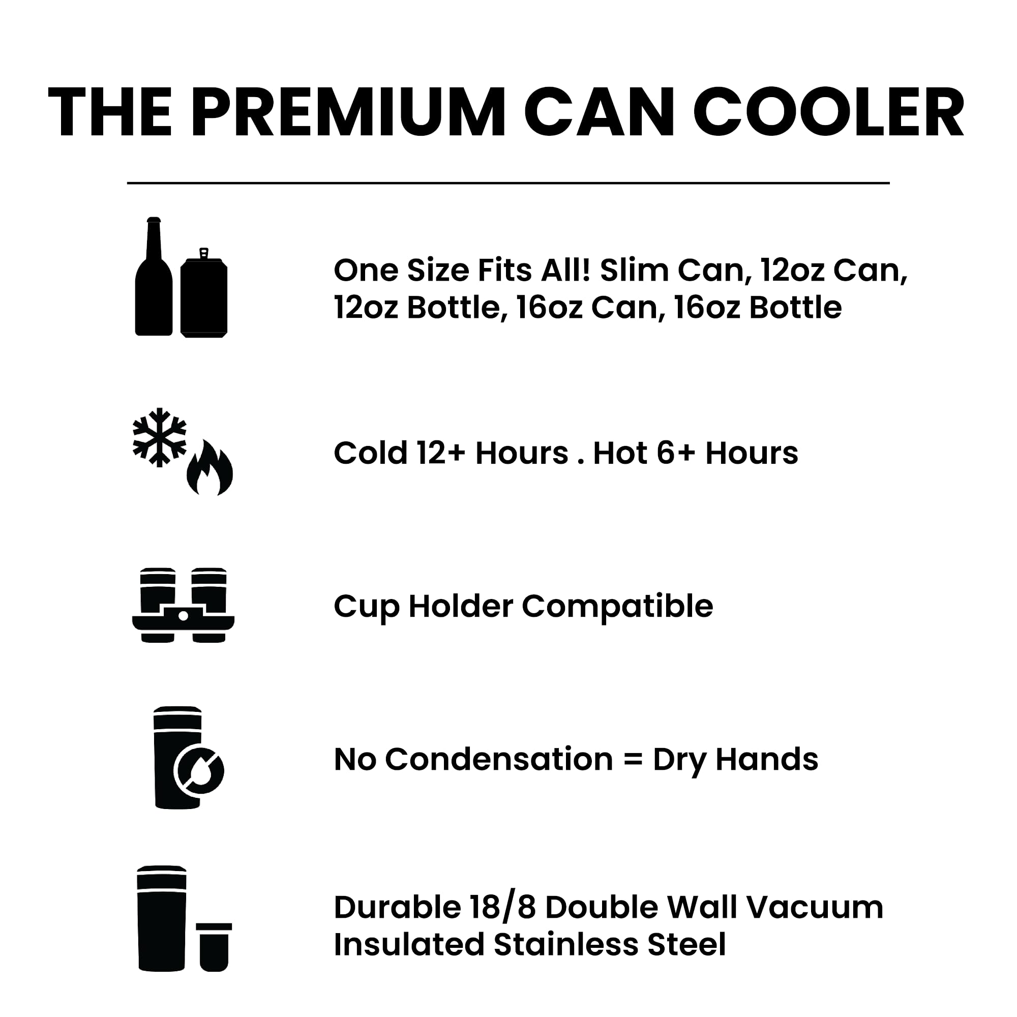 Frost Buddy Universal Stainless Steel Can Cooler - Fits 12 oz & 16 oz Regular & Slim Cans & Bottles - Perfect for Parties, Camping & Outdoor Adventures