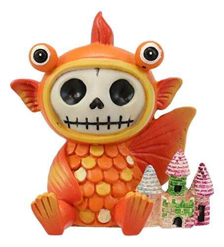 HomDEc Rainbow Fish & Sea Castle Skeleton Toy - Colorful Aquatic Decor for Kids' Playtime, Fish Tank Ornaments, and Educational Marine Life Learning